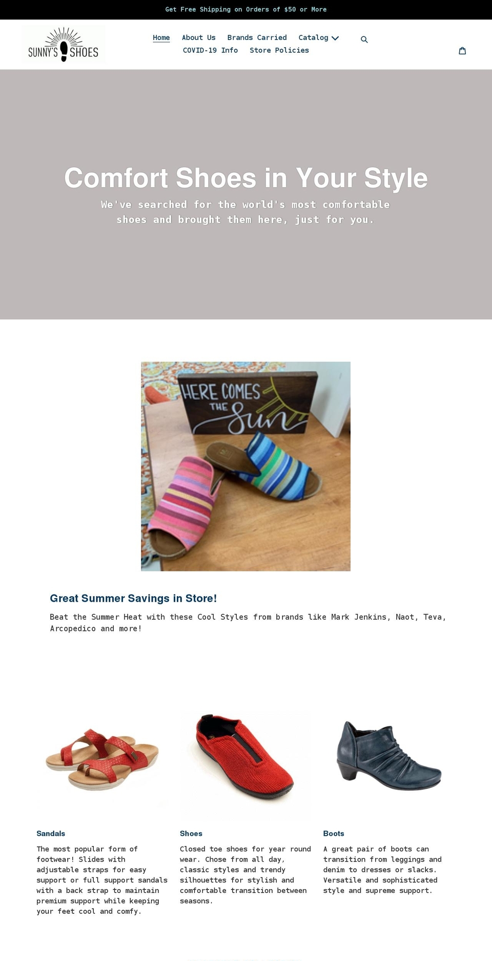sunnysshoes.myshopify.com shopify website screenshot