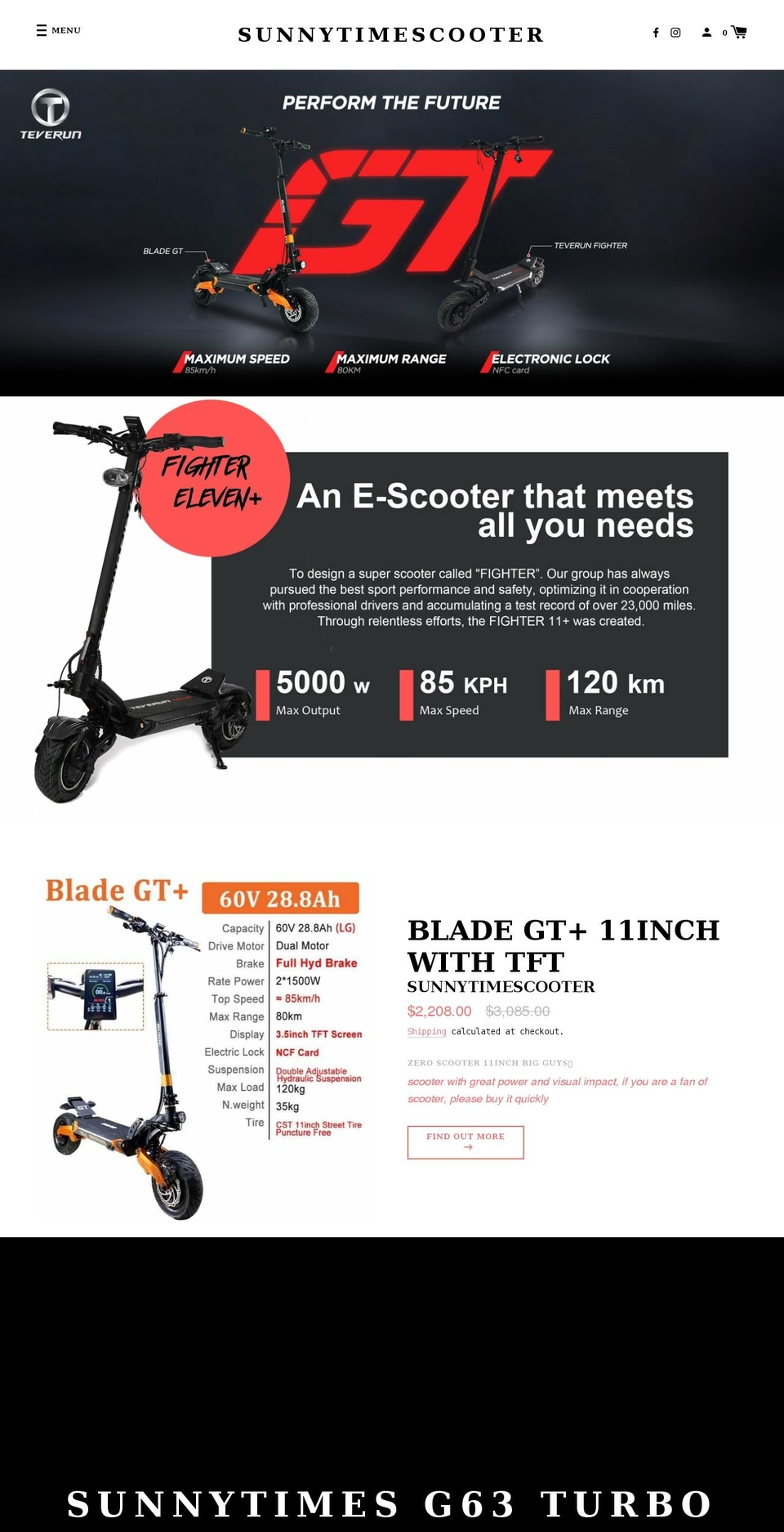 sunnytimescooter.com shopify website screenshot