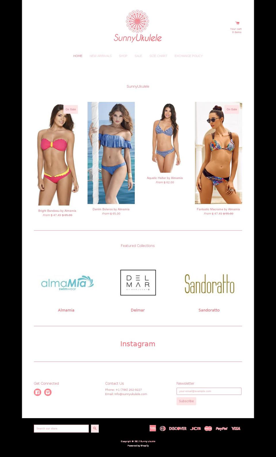 sunnyukulele.com shopify website screenshot