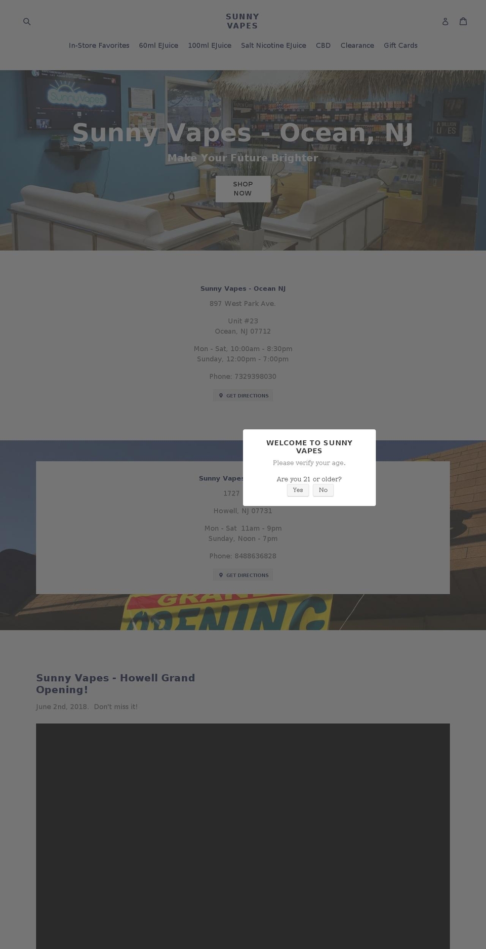 sunnyvapes.com shopify website screenshot