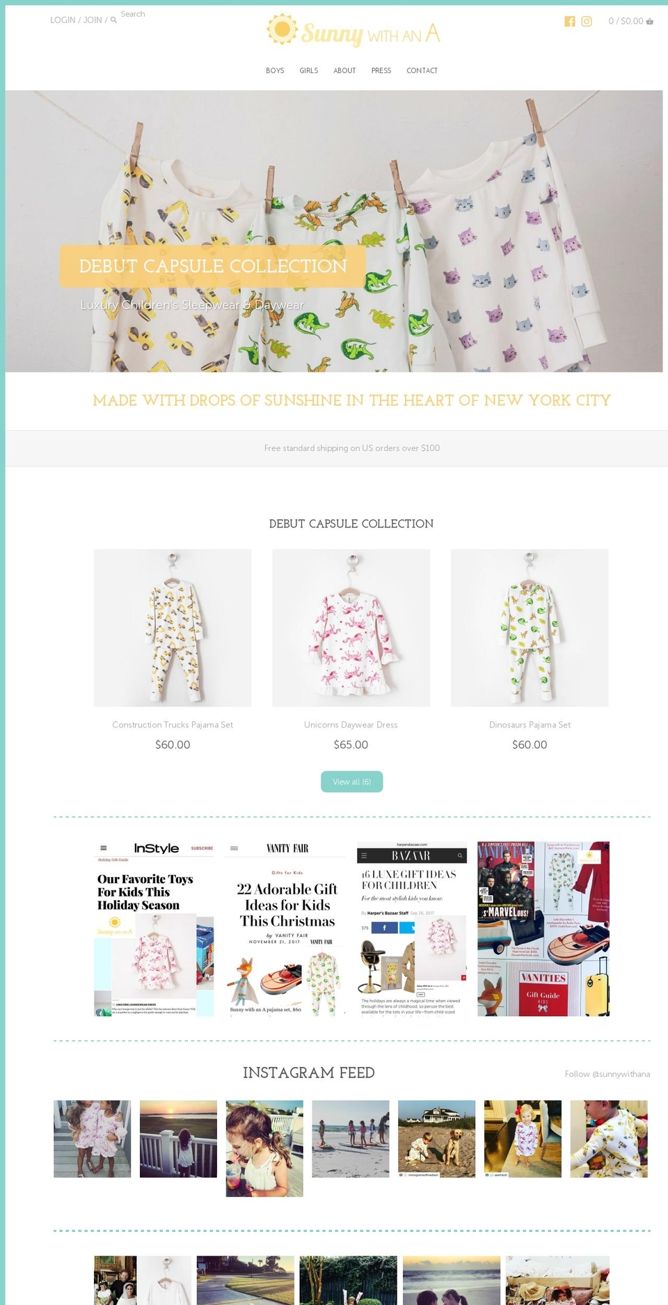 sunnywithana.com shopify website screenshot