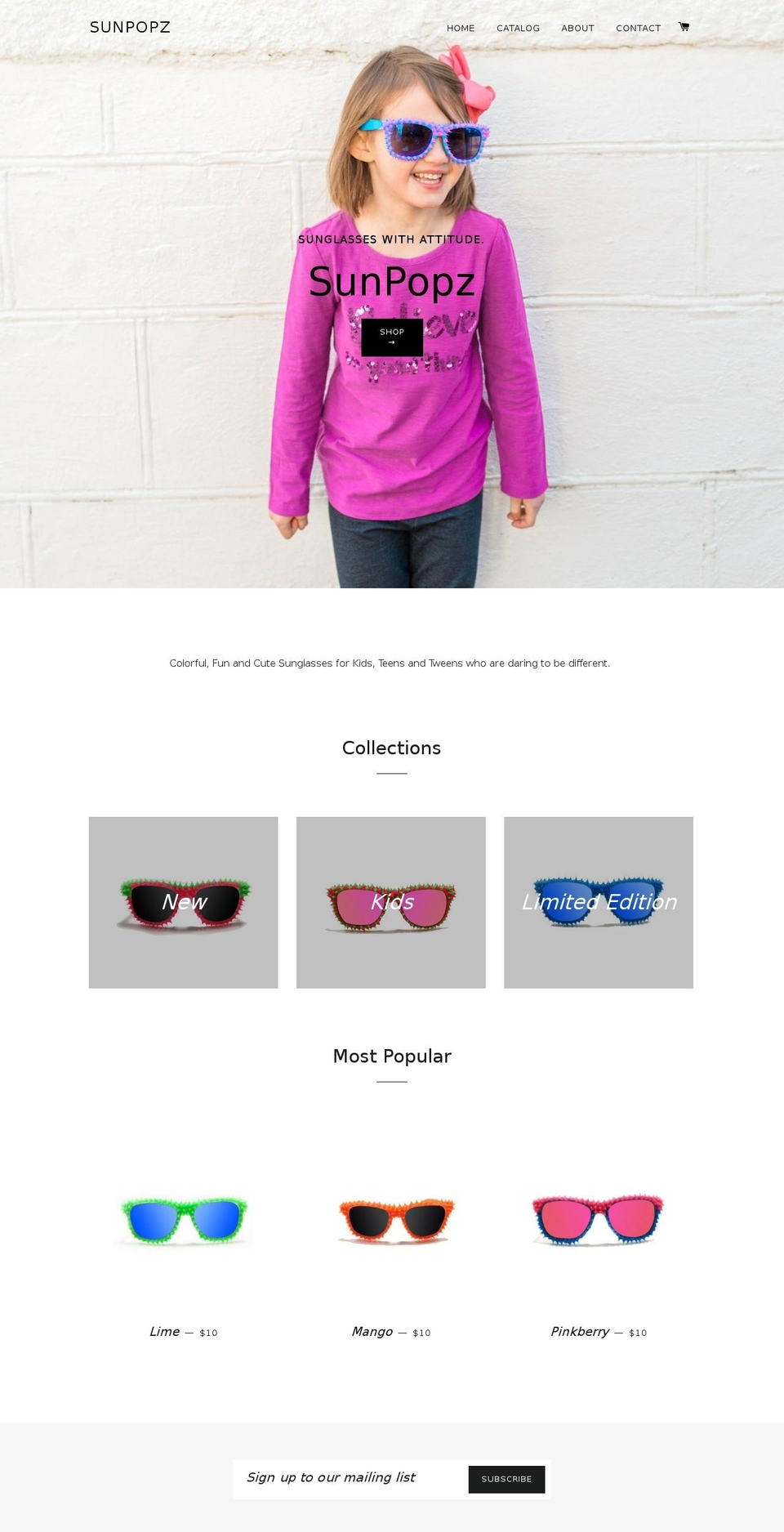 sunpopz.com — Shopify storefront screenshot