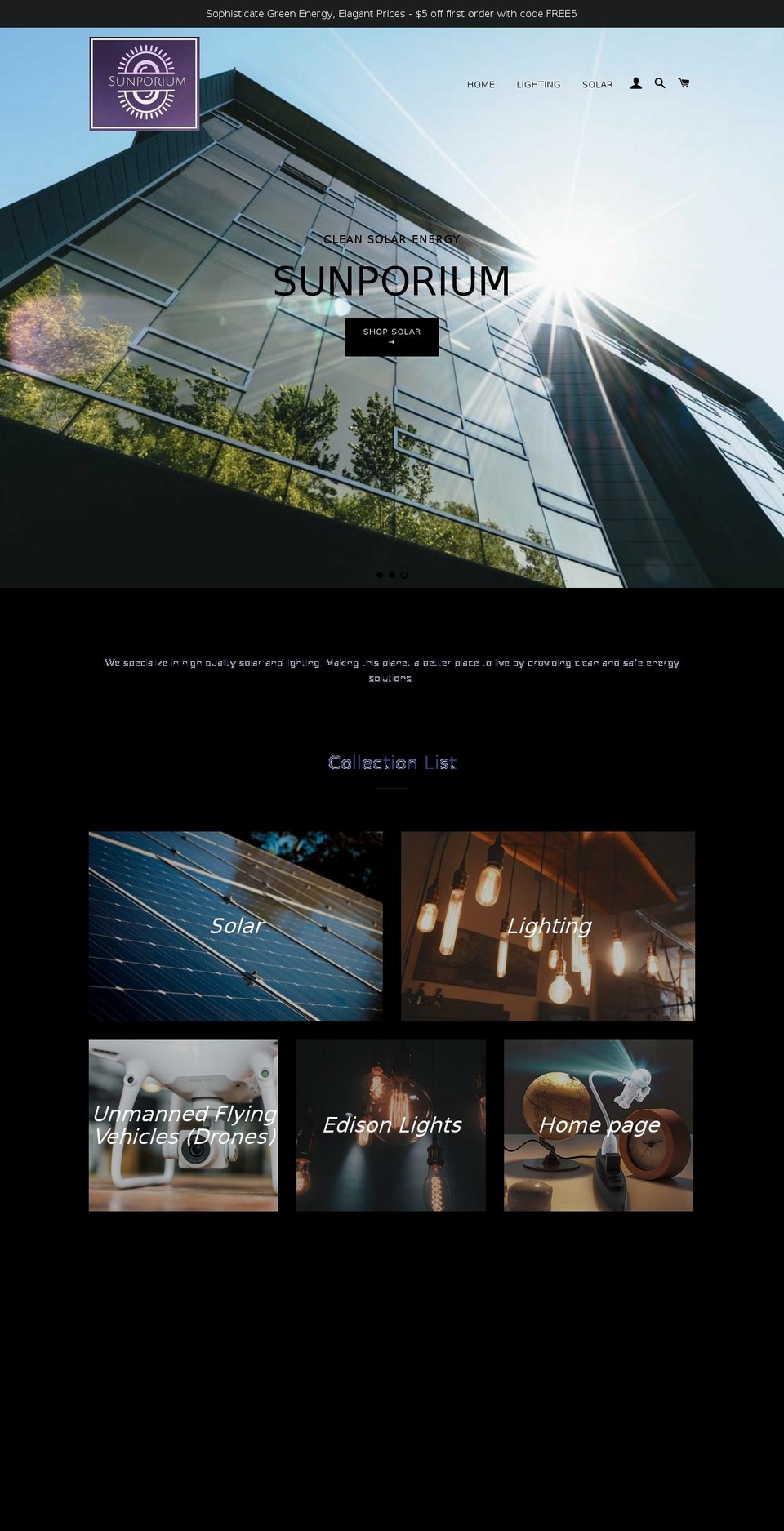 sunporium.com — Shopify storefront screenshot