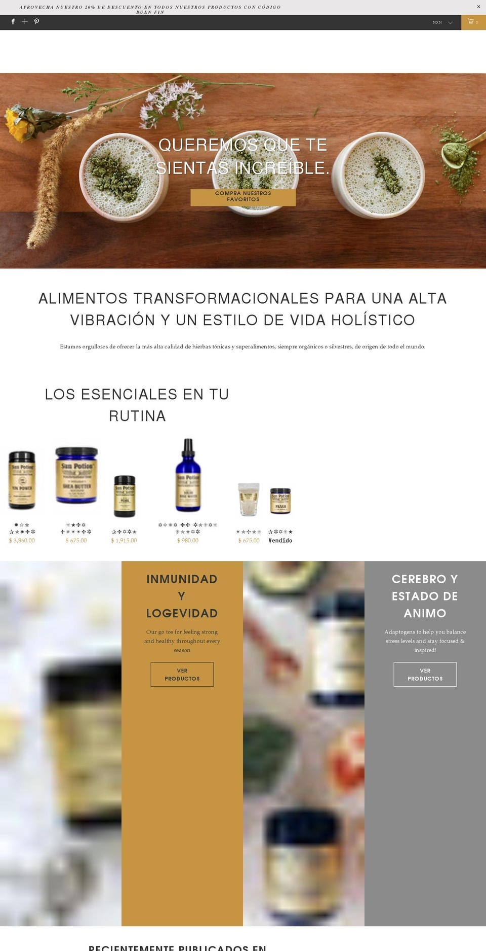 sunpotionmexico.com shopify website screenshot