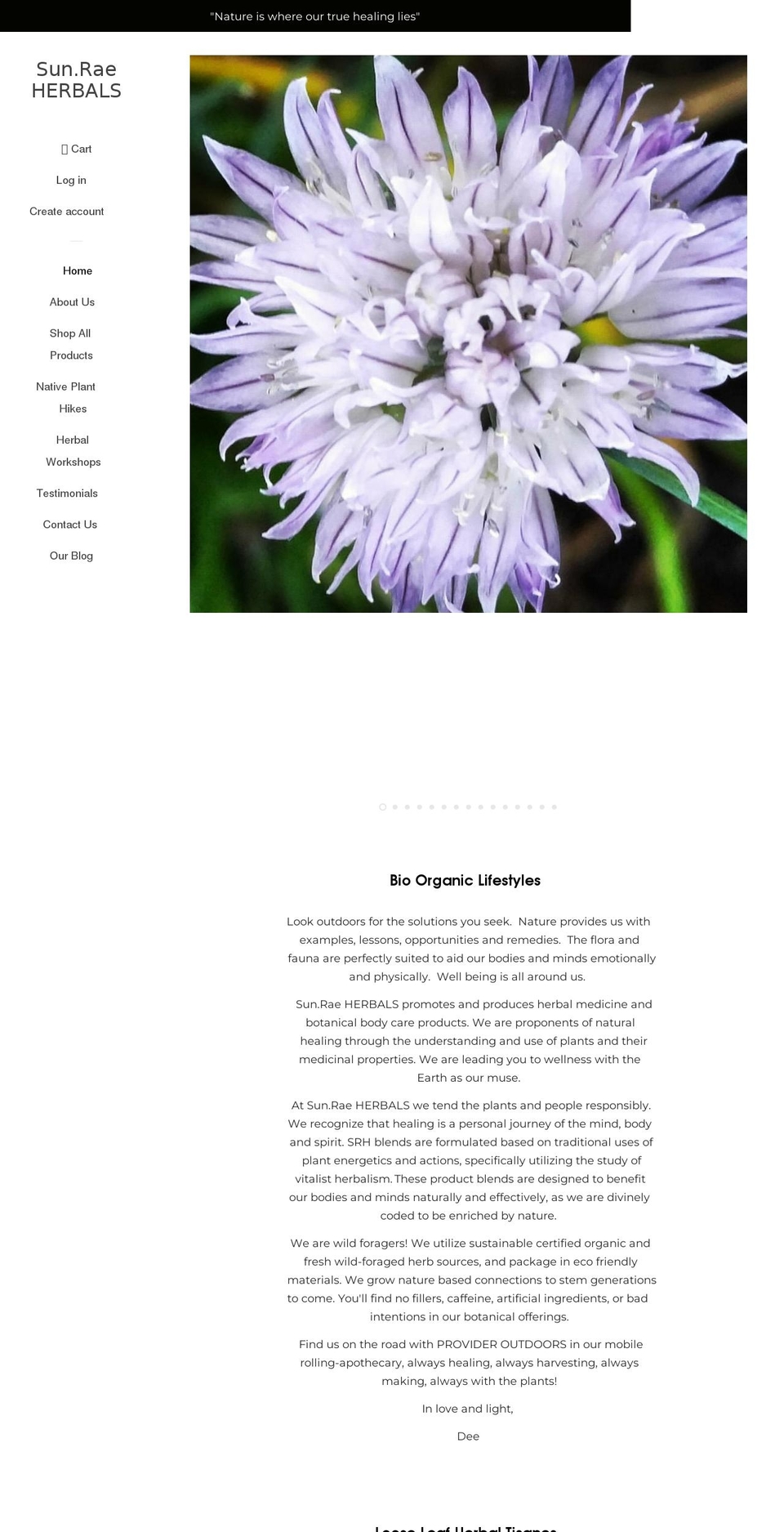 sunraeherbals.com — Shopify storefront screenshot