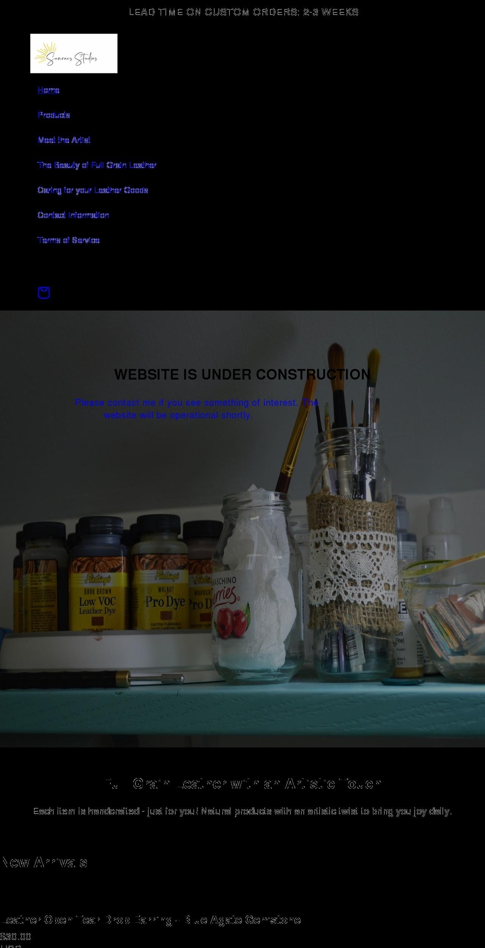 sunraesstudios.com shopify website screenshot