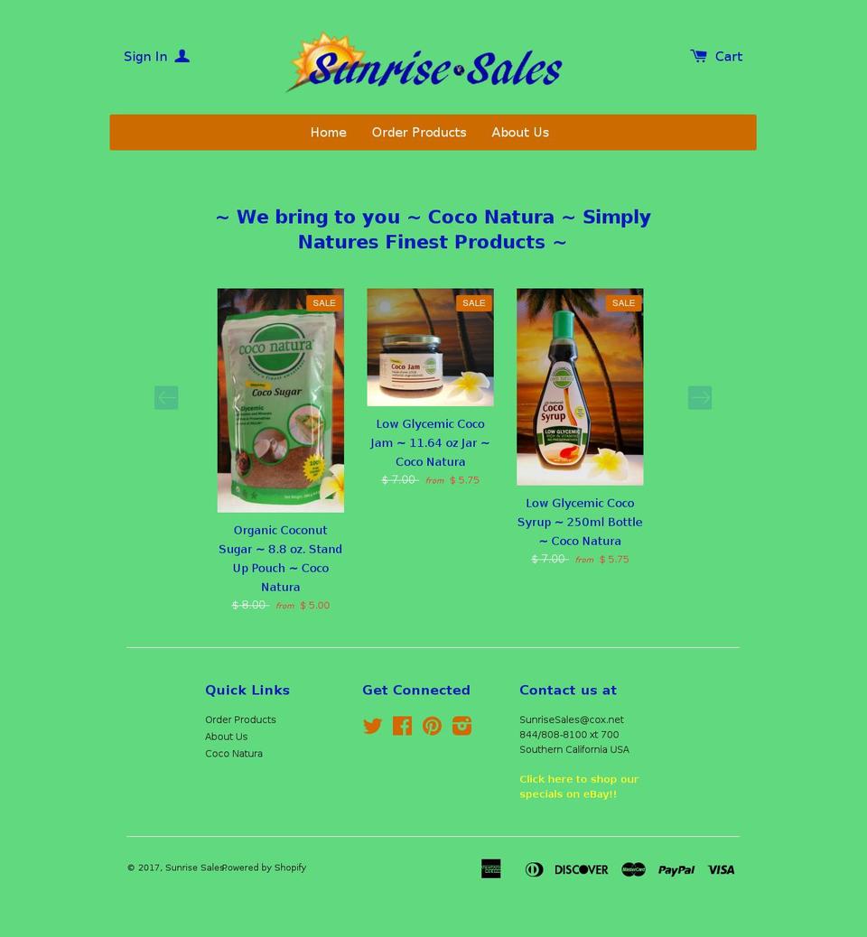 sunrise-sales.net shopify website screenshot