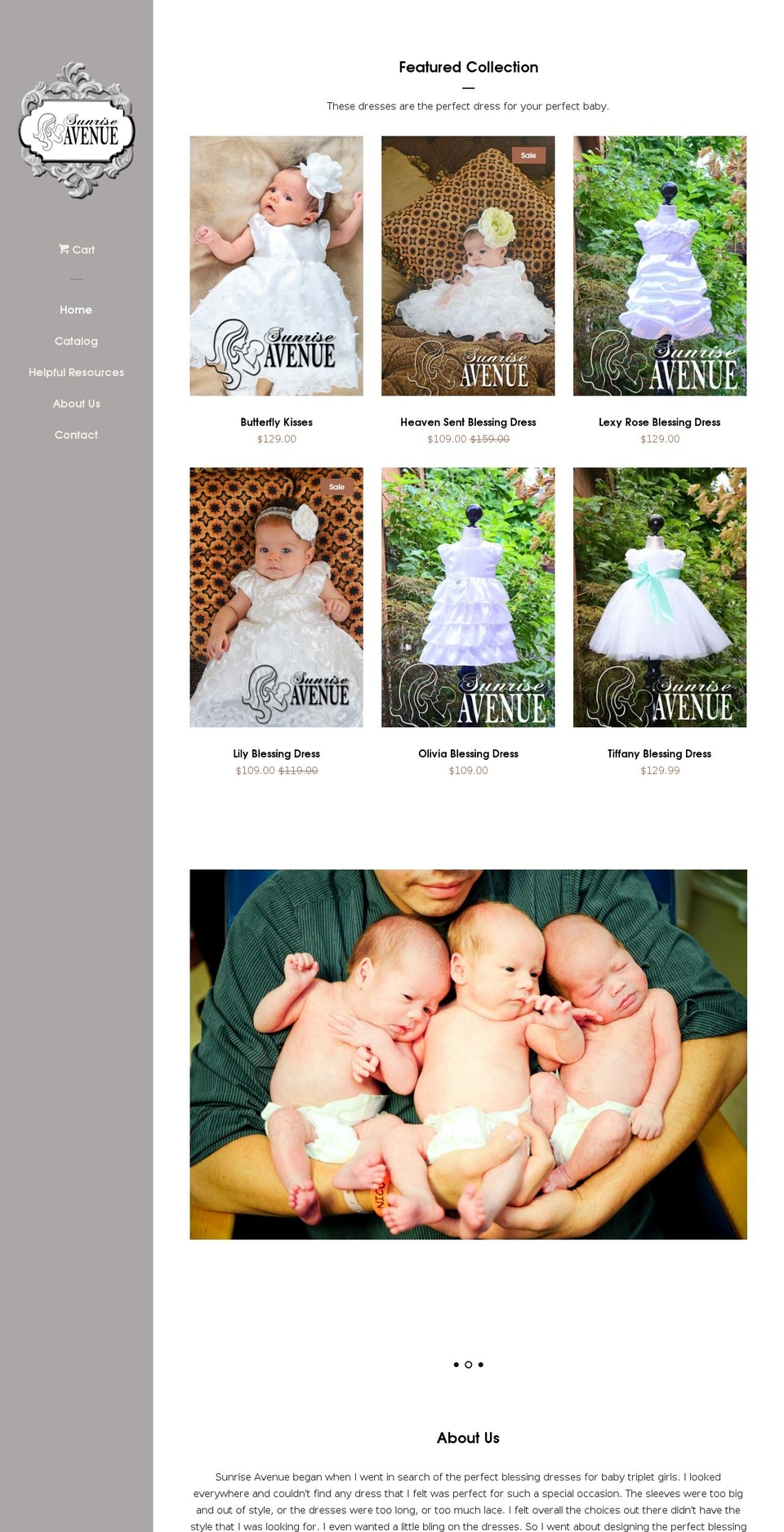 sunriseavenueclothing.com — Shopify storefront screenshot