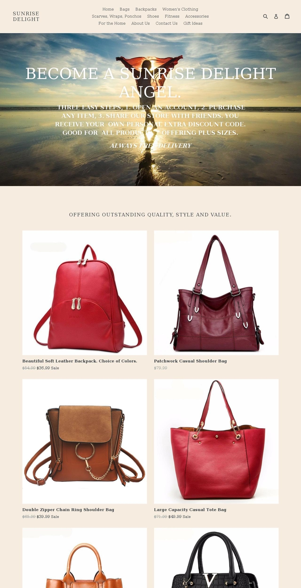sunrisedelight.com shopify website screenshot