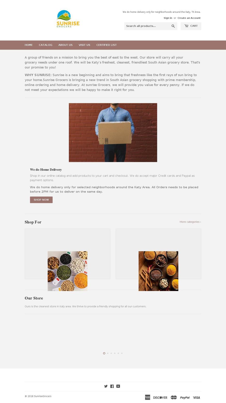 sunrisegrocers.com — Shopify storefront screenshot