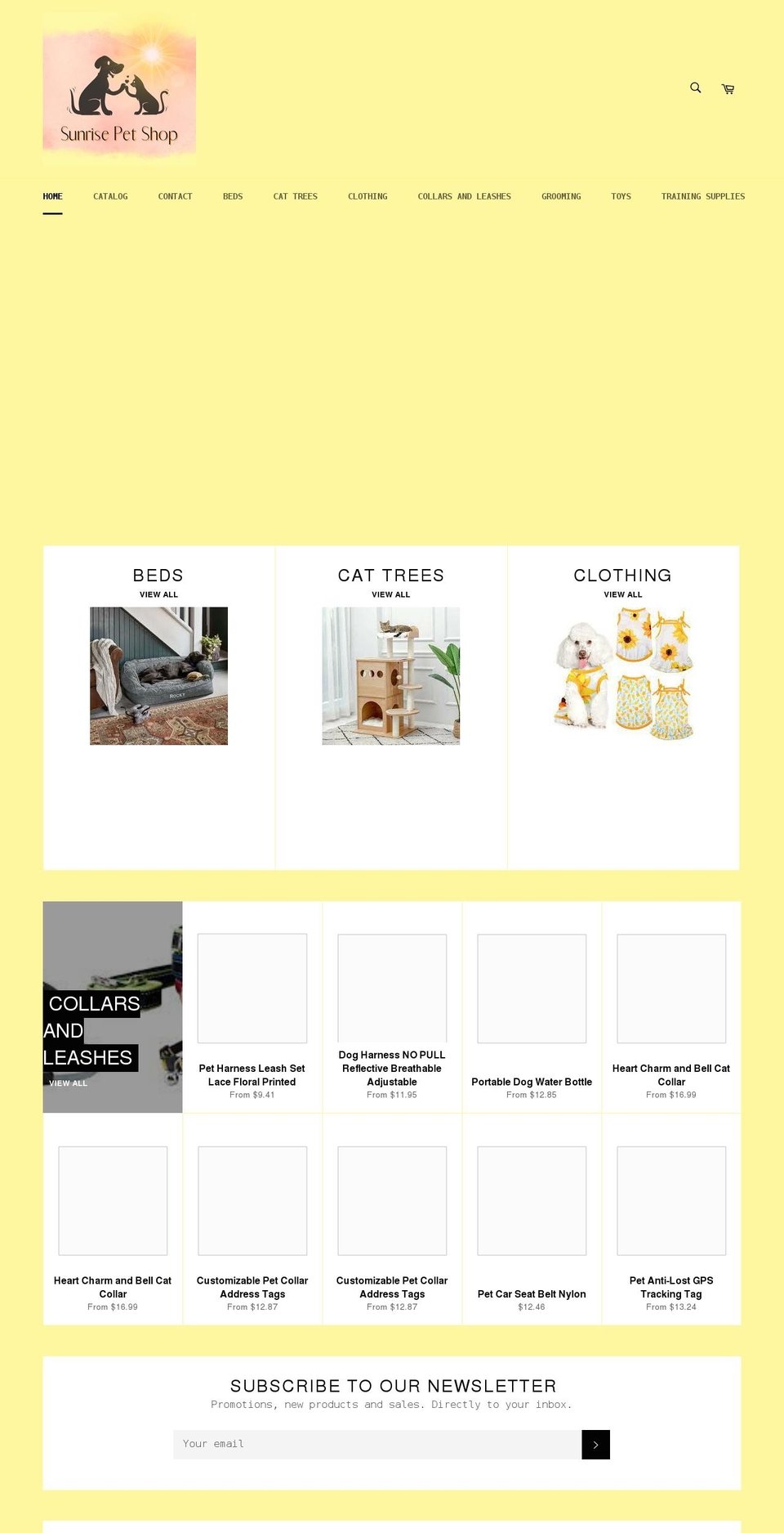 sunrisepetshop.com shopify website screenshot
