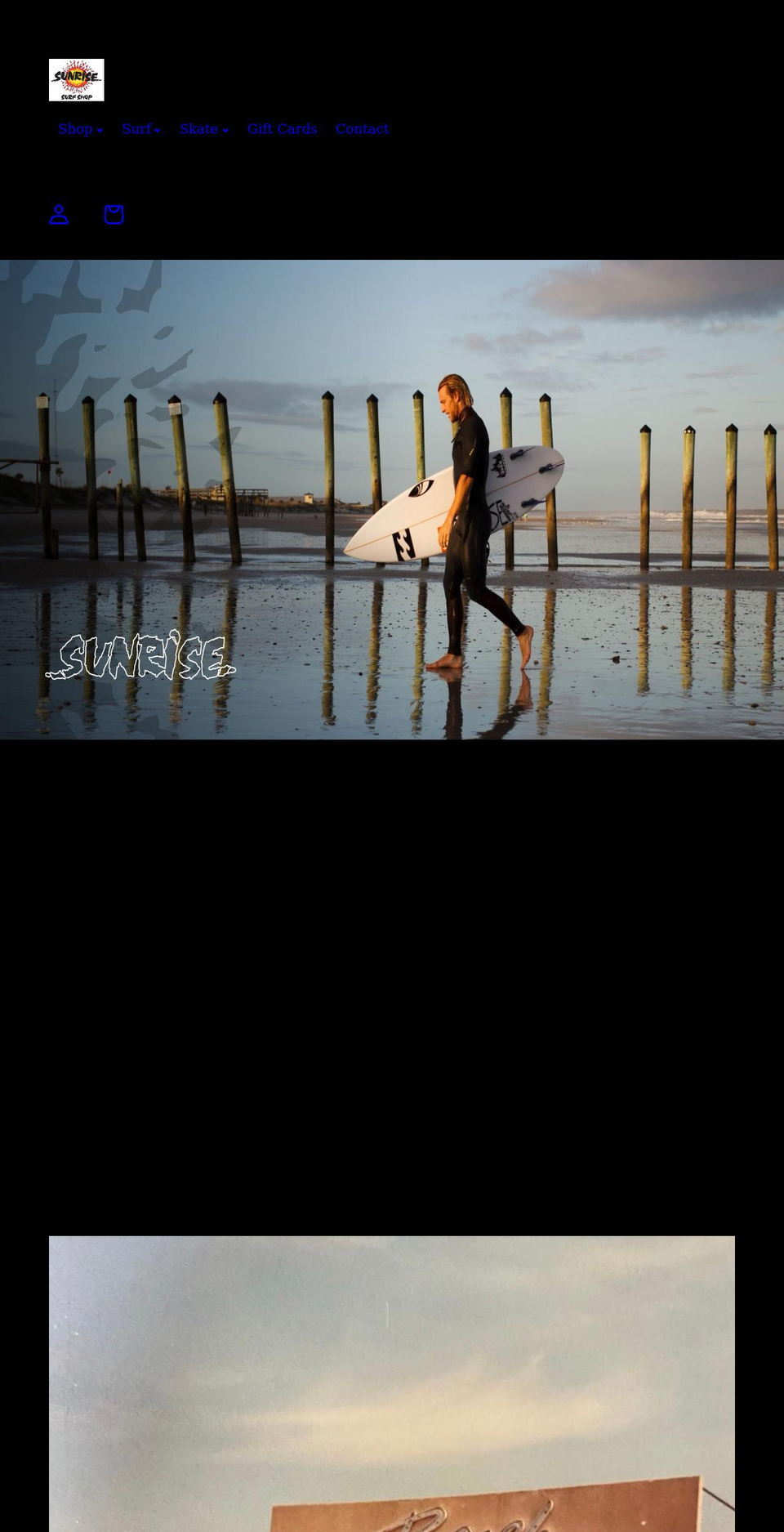 sunrisesurfshop.com shopify website screenshot