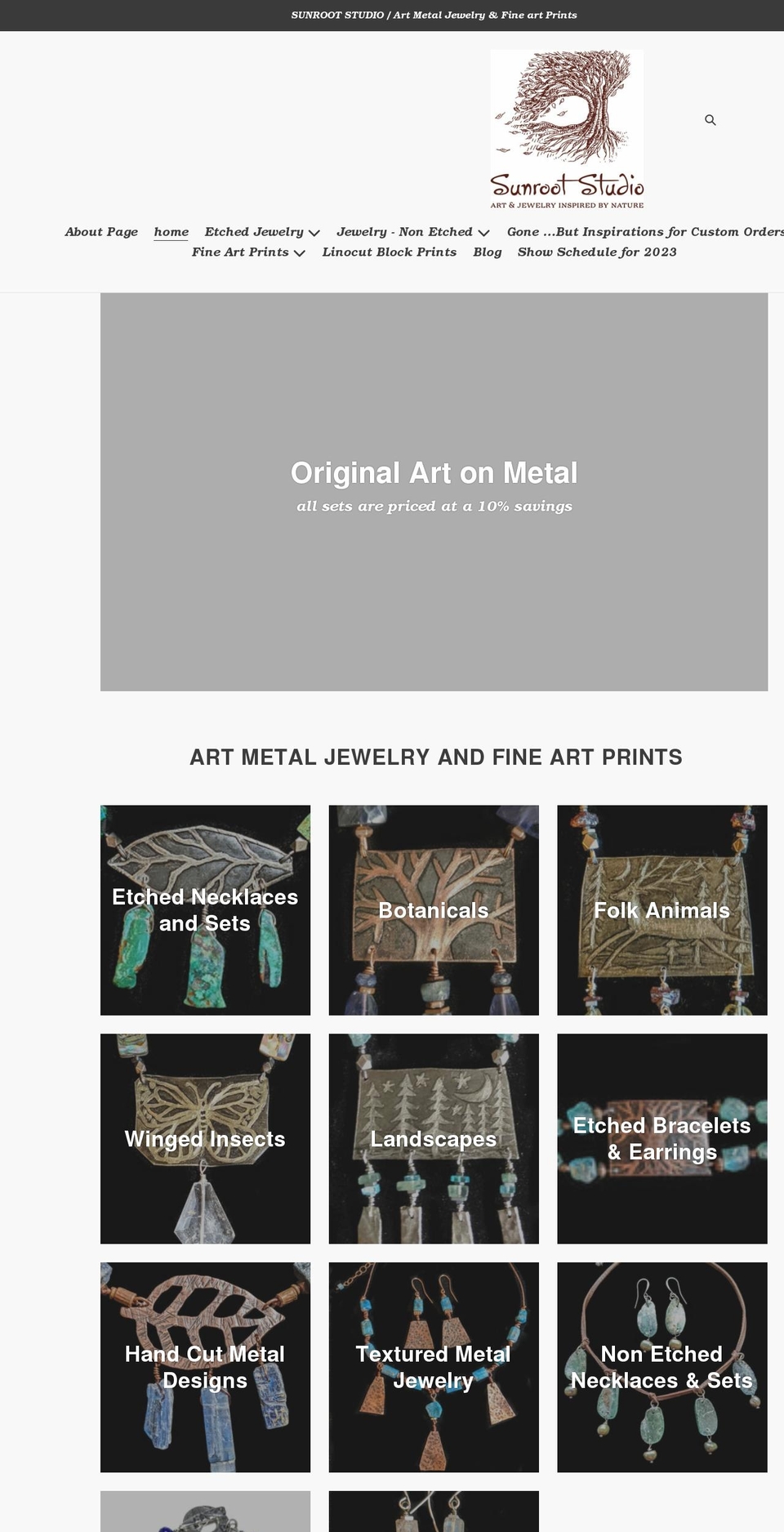 sunrootstudio.net shopify website screenshot