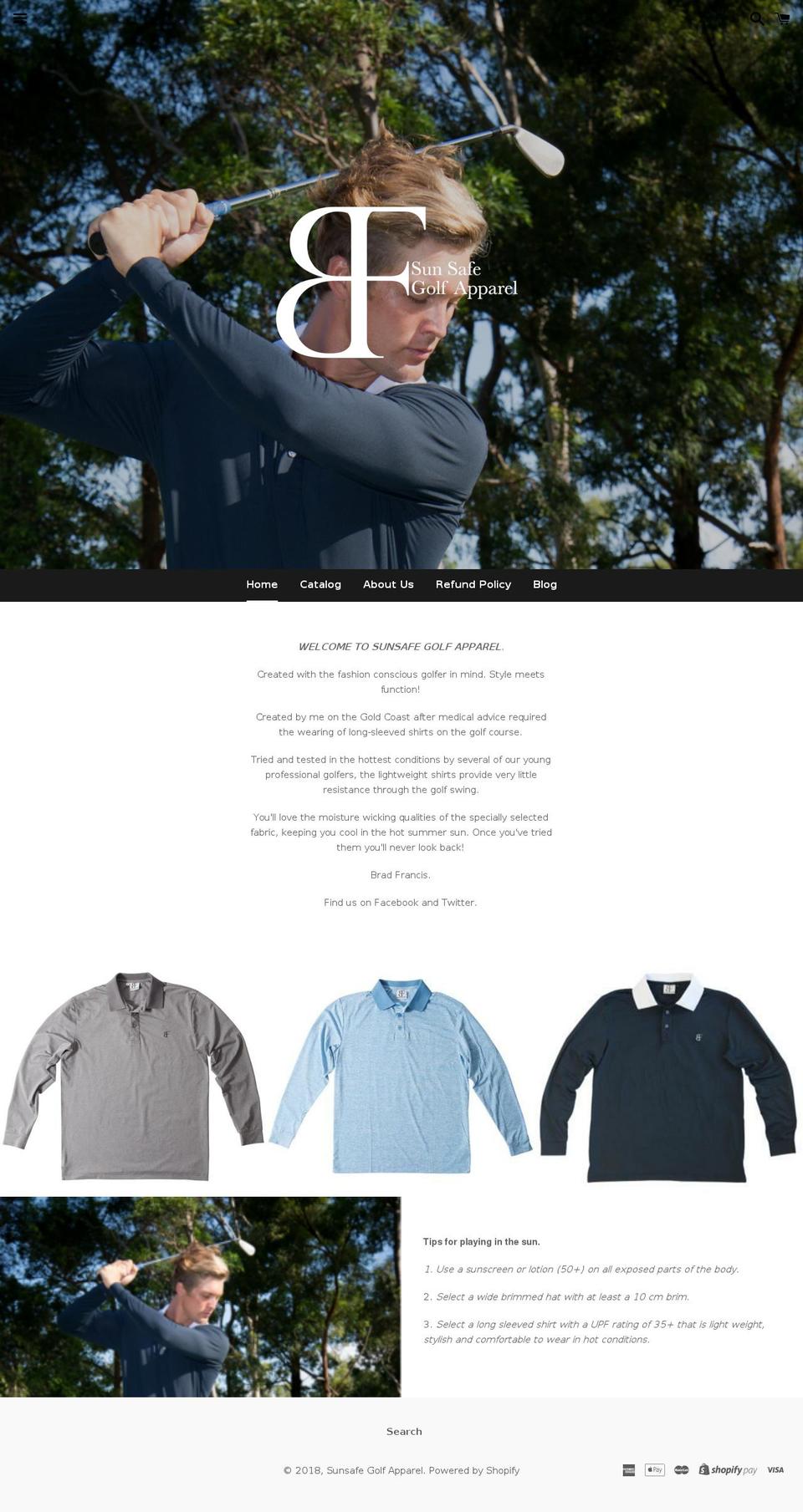 sunsafegolfapparel.com — Shopify storefront screenshot
