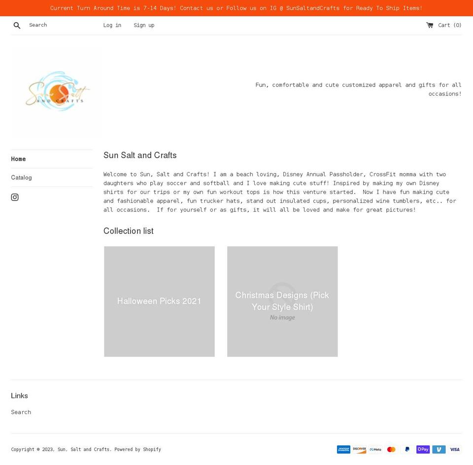 sunsaltandcrafts.com shopify website screenshot