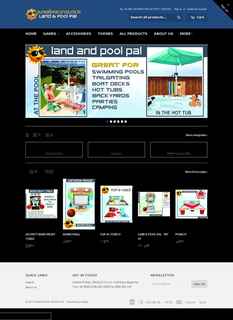 sunsationalpoolpal.com shopify website screenshot