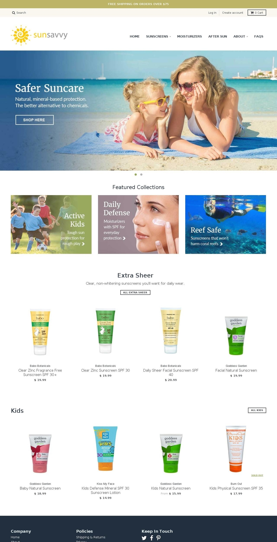 sunsavvy.com shopify website screenshot