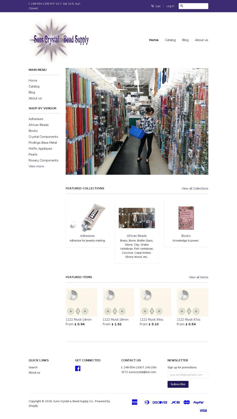 sunscrystal.com shopify website screenshot