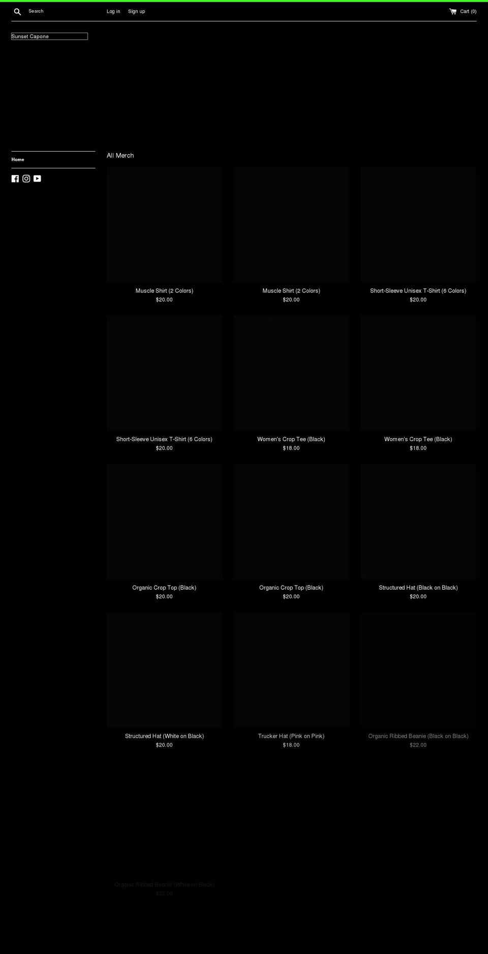 sunset-capone.myshopify.com shopify website screenshot