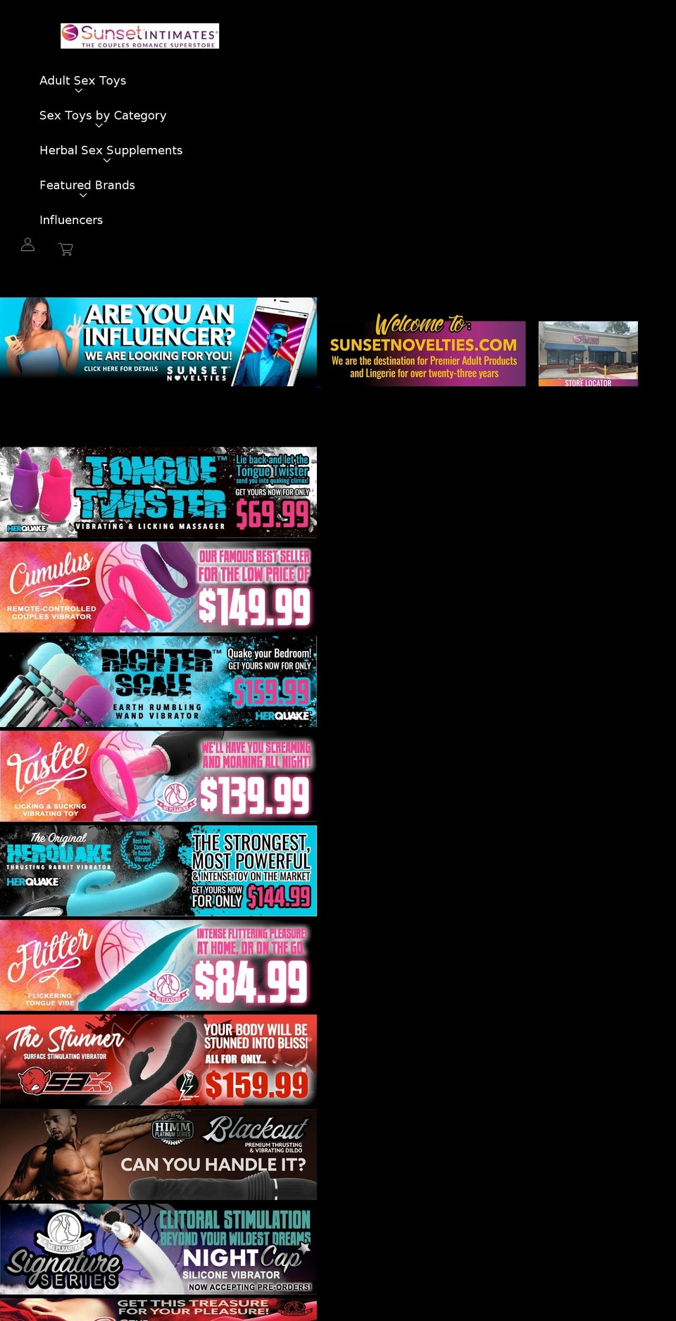 sunset-novelties.myshopify.com — Shopify storefront screenshot
