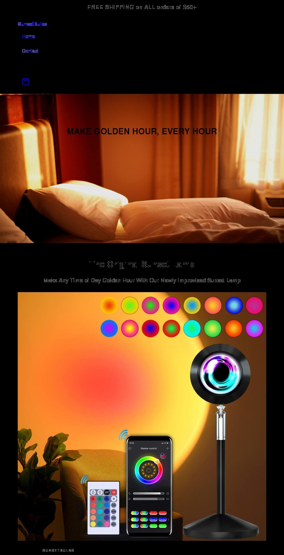 sunsetbulb.com shopify website screenshot