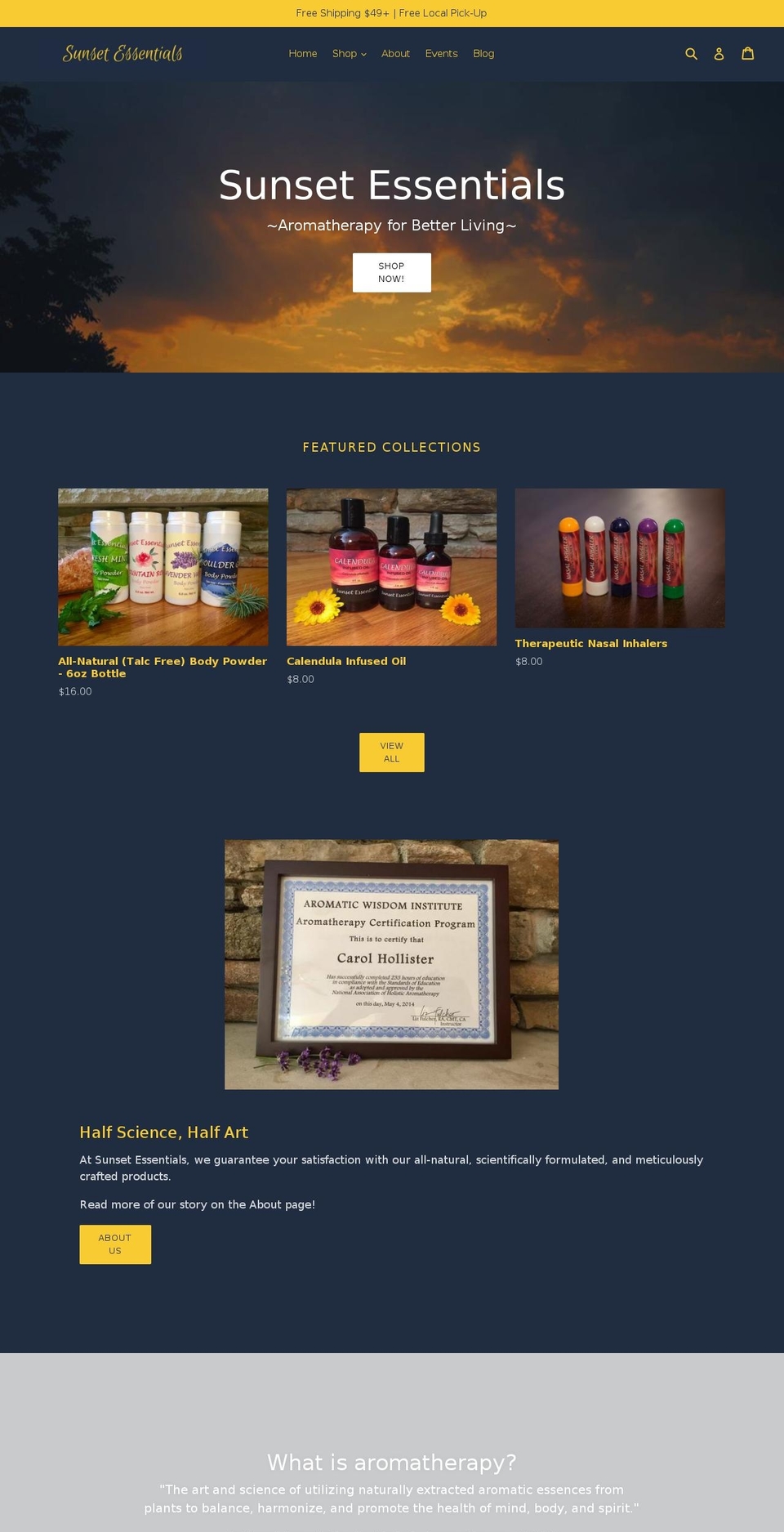sunsetessentials.com — Shopify storefront screenshot