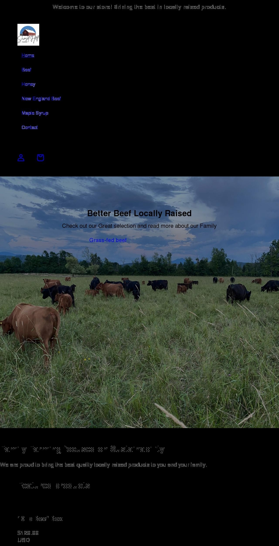 sunsethillfarm.com shopify website screenshot