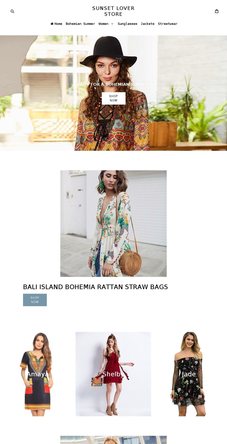 sunsetloverstore.com — Shopify storefront screenshot