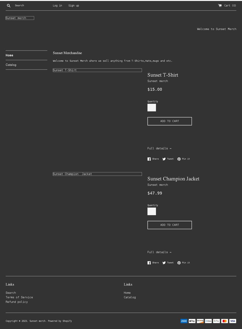 sunsetmerch.com.co shopify website screenshot