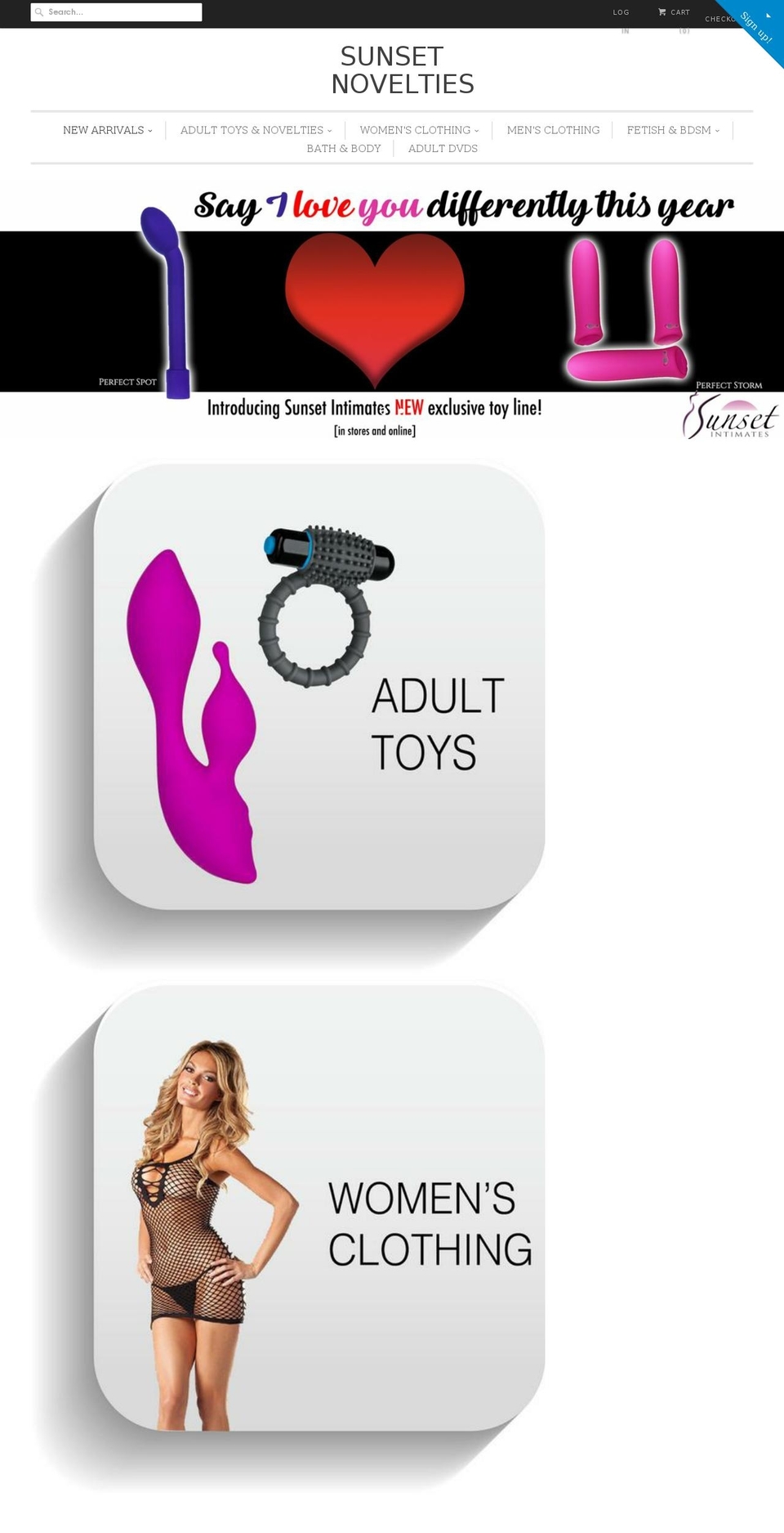sunsetnovelties.com shopify website screenshot
