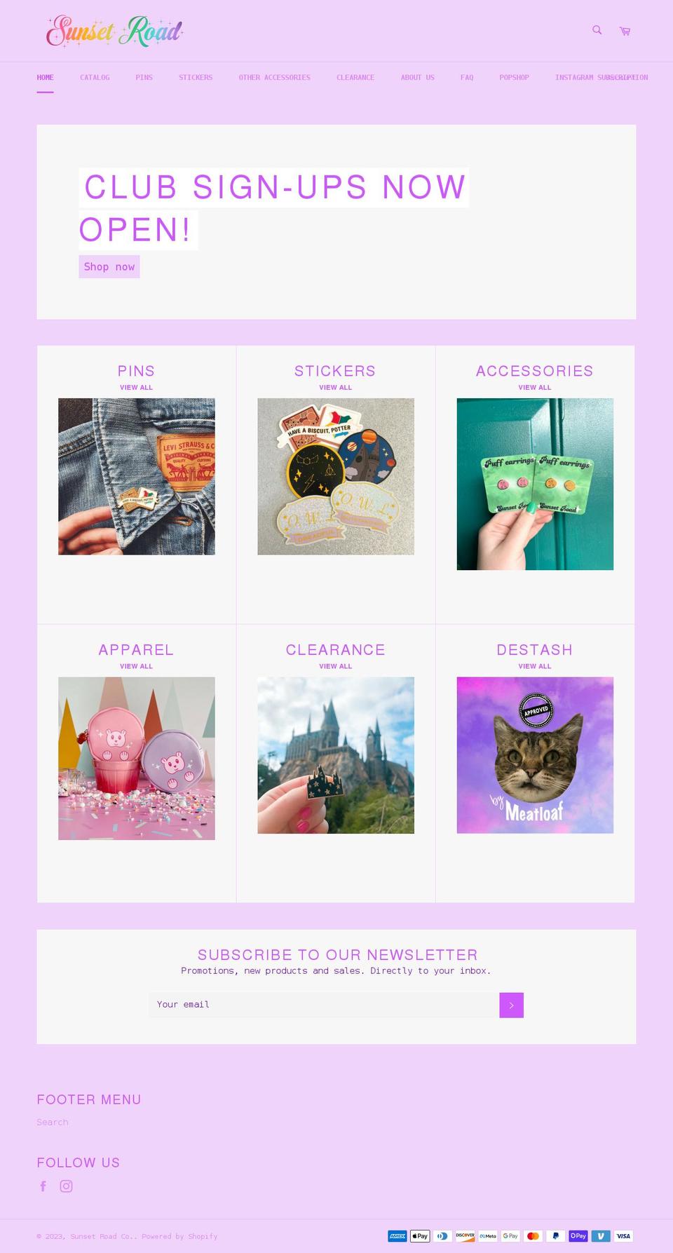 sunsetroadco.com shopify website screenshot
