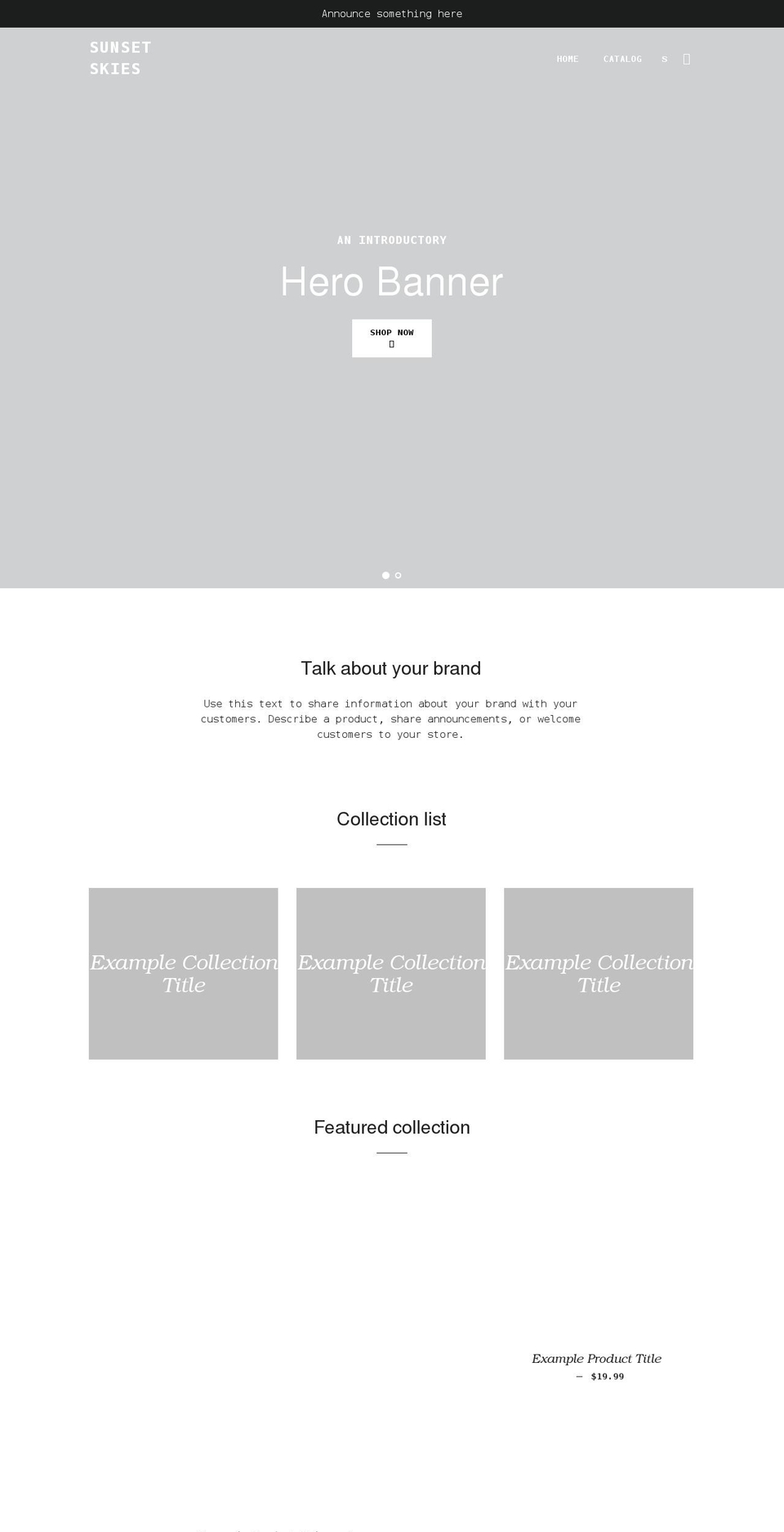 sunsetskies.com.au shopify website screenshot