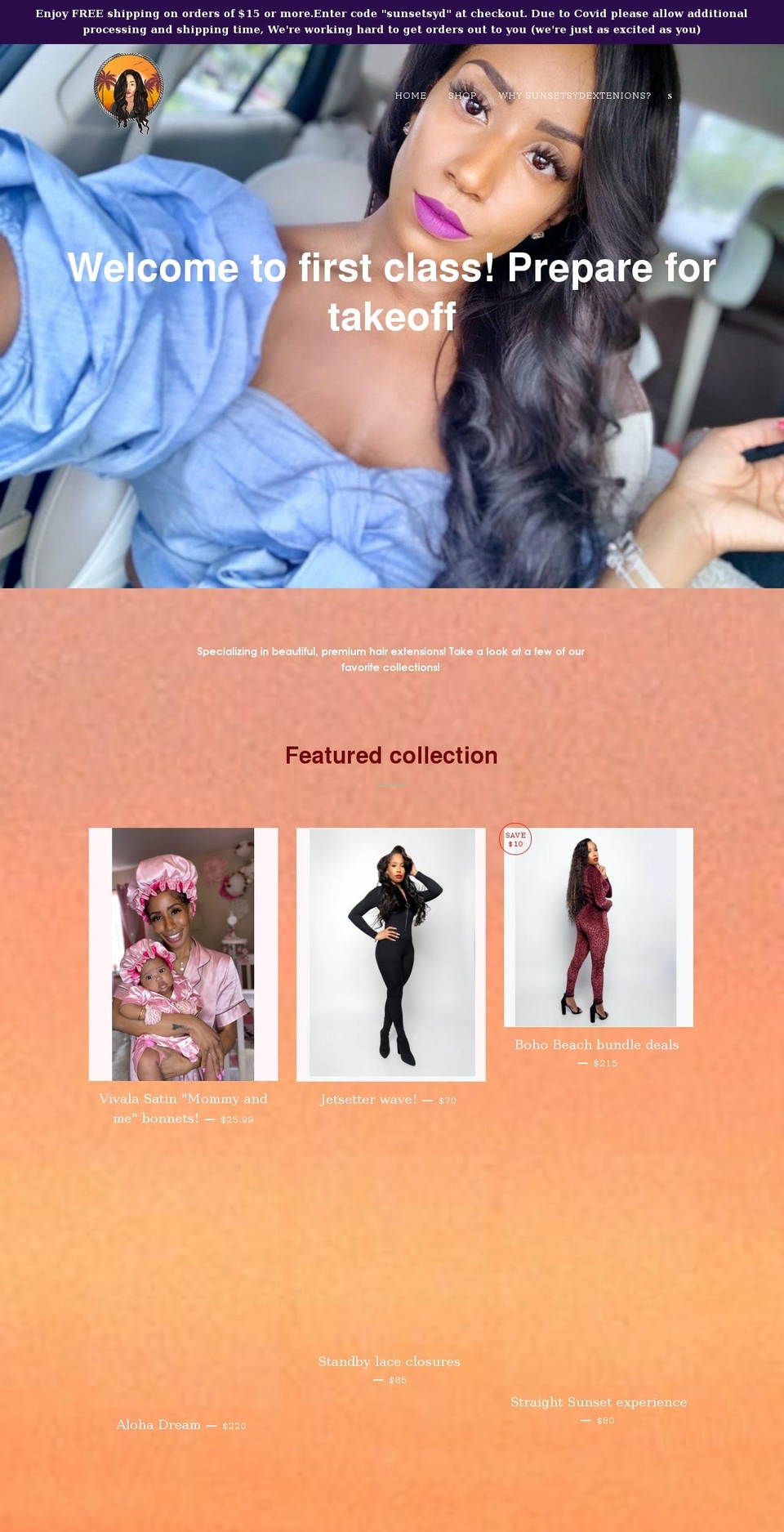 sunsetsydextensions.com shopify website screenshot