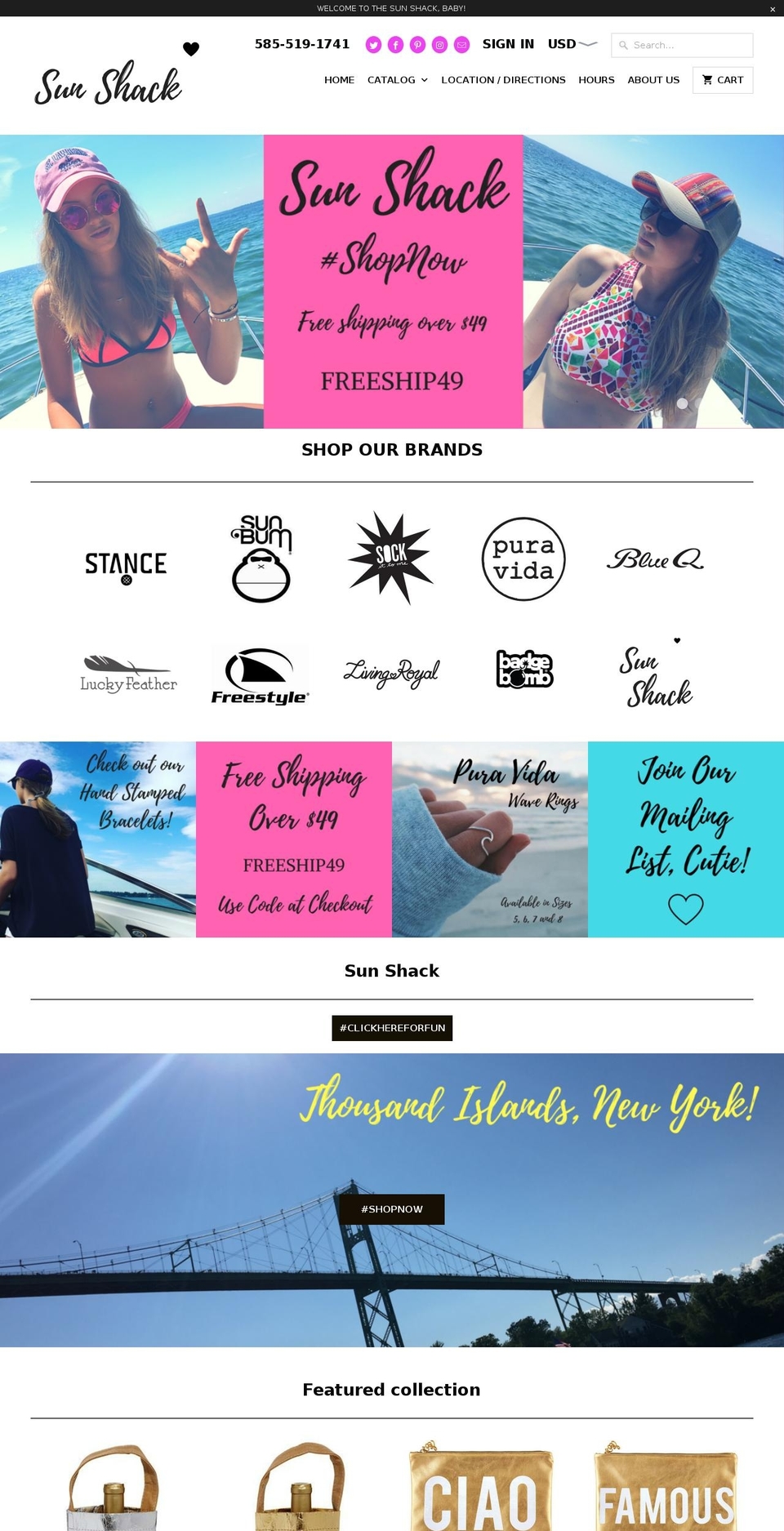sunshack.net shopify website screenshot