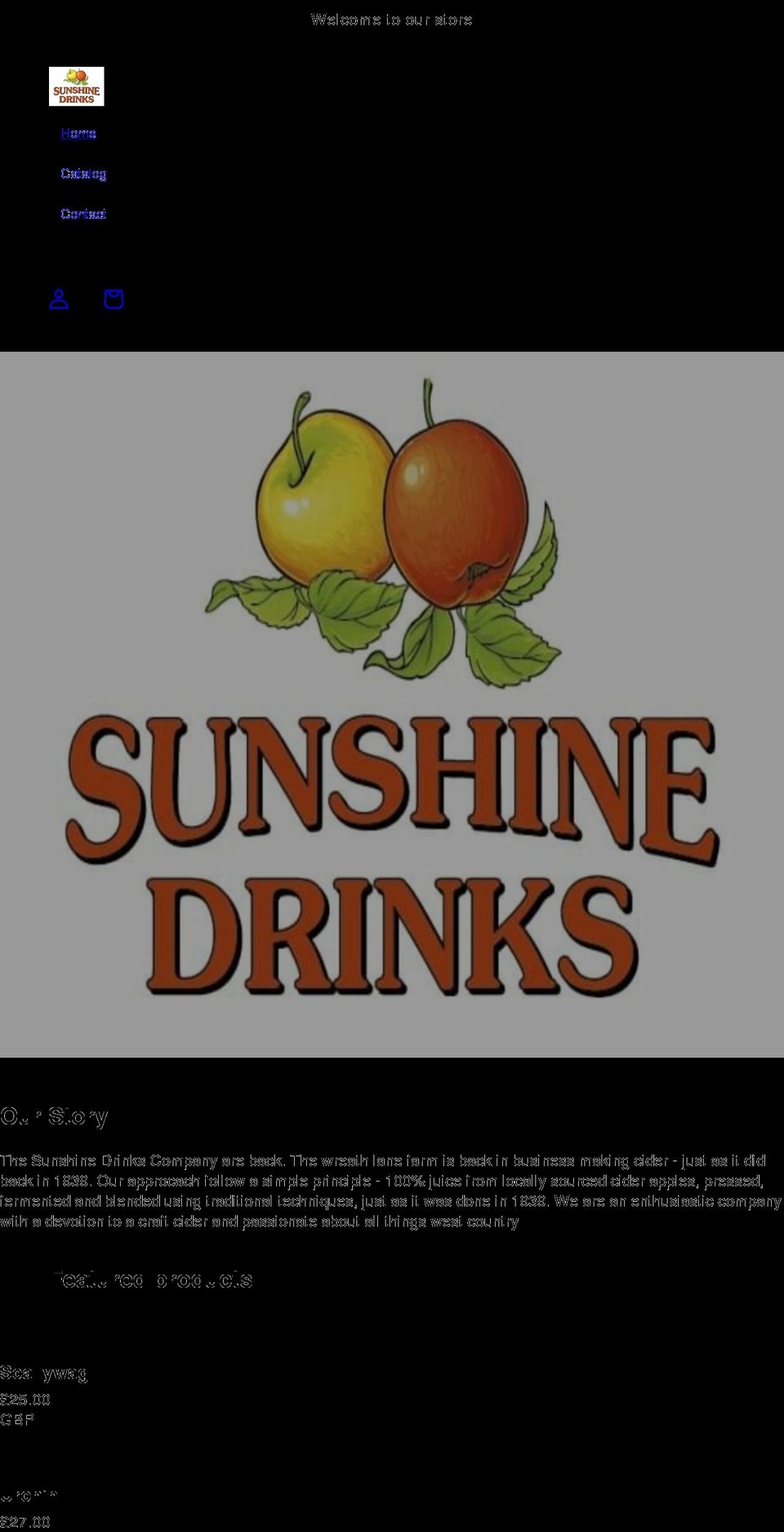 sunshine-drinks.com shopify website screenshot