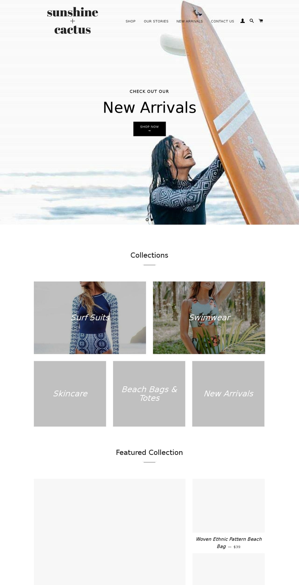 sunshineandcactus.com — Shopify storefront screenshot