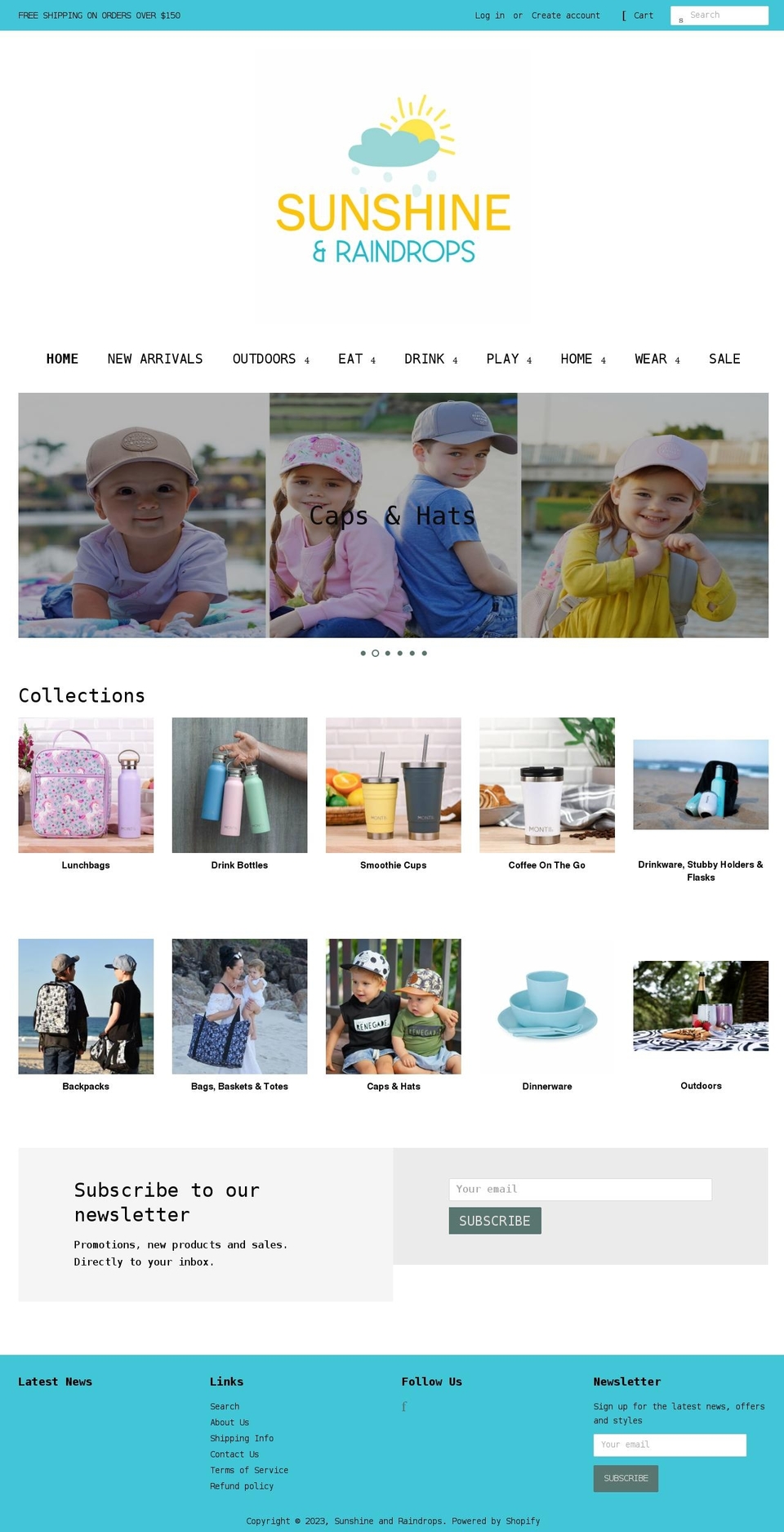 sunshineandraindrops.com.au shopify website screenshot