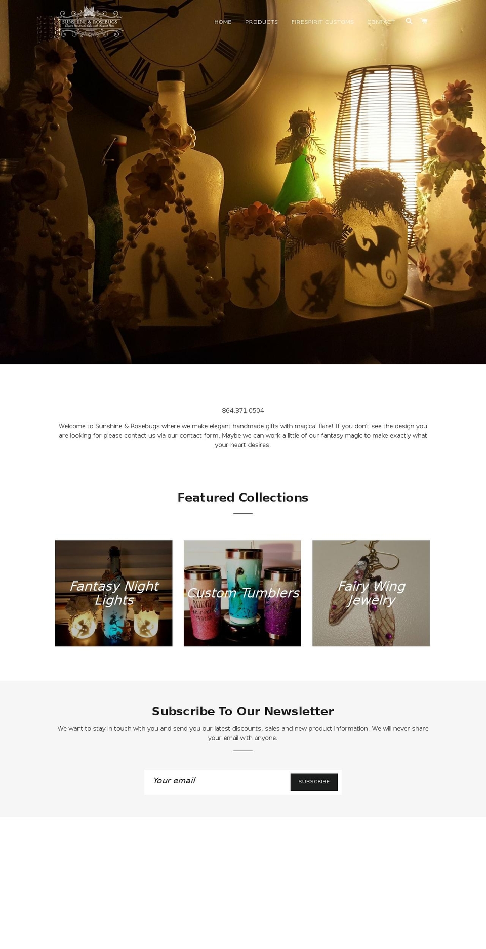sunshineandrosebugs.com — Shopify storefront screenshot