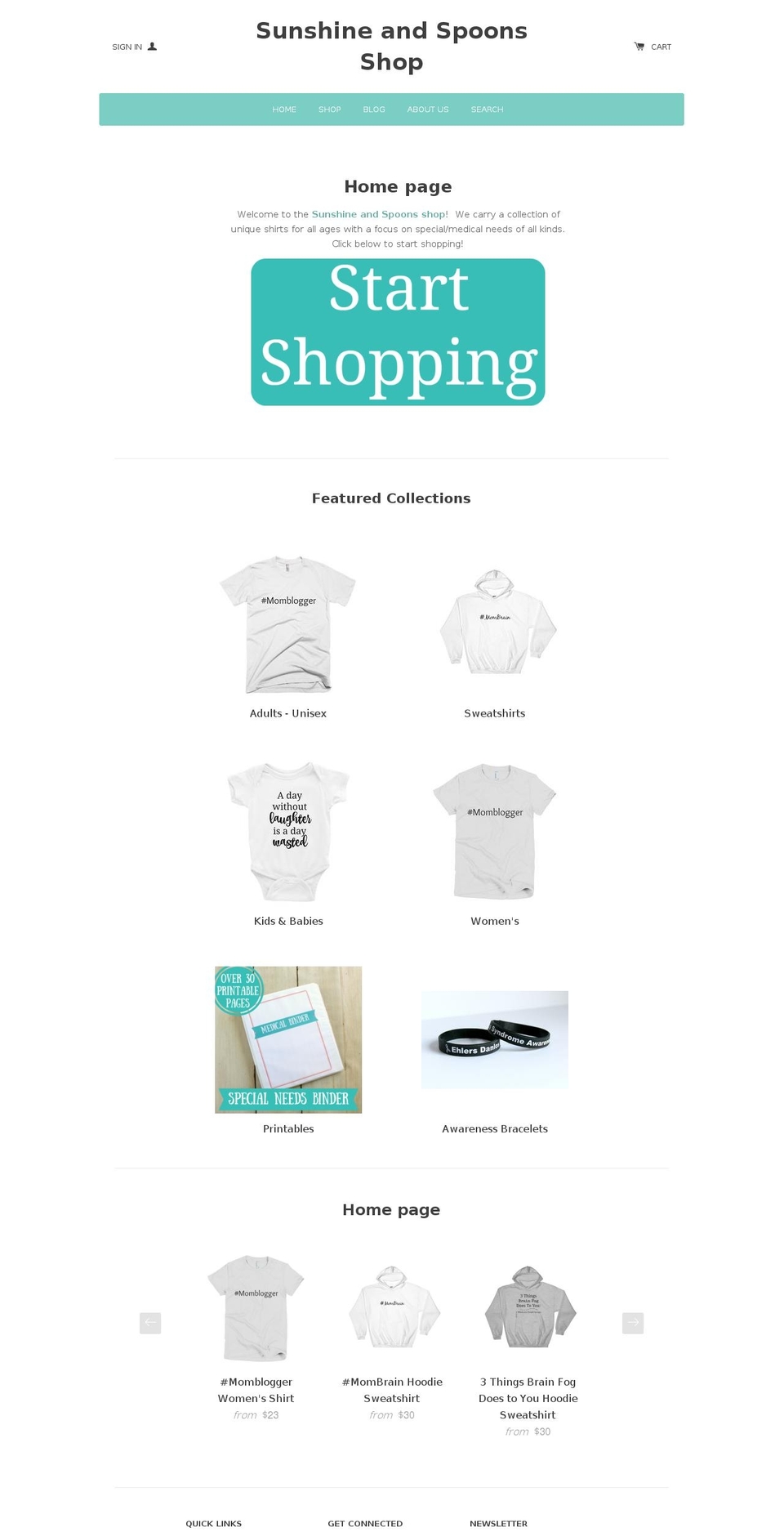 Solo Shopify theme site example sunshineandspoonsshop.com