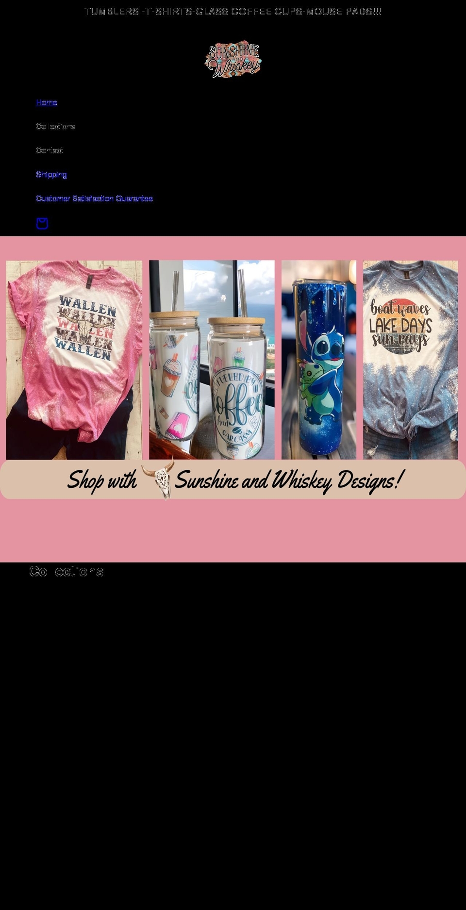 sunshineandwhiskeydesigns.com shopify website screenshot
