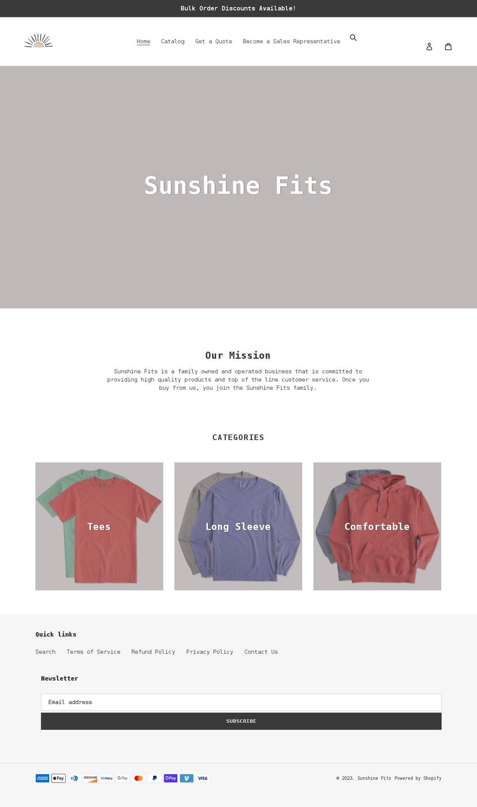 sunshinefits.com shopify website screenshot