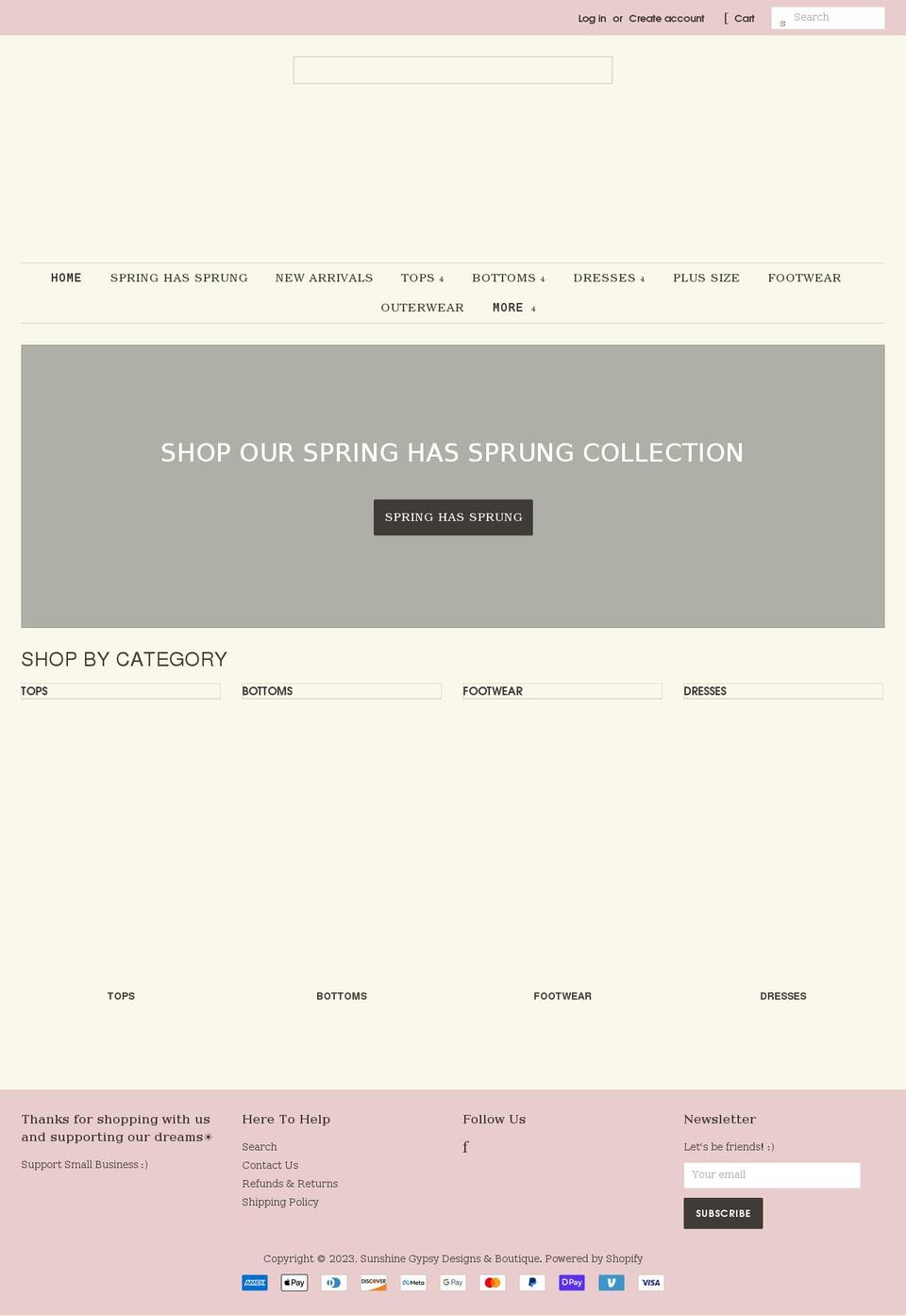 sunshinegypsydb.com shopify website screenshot