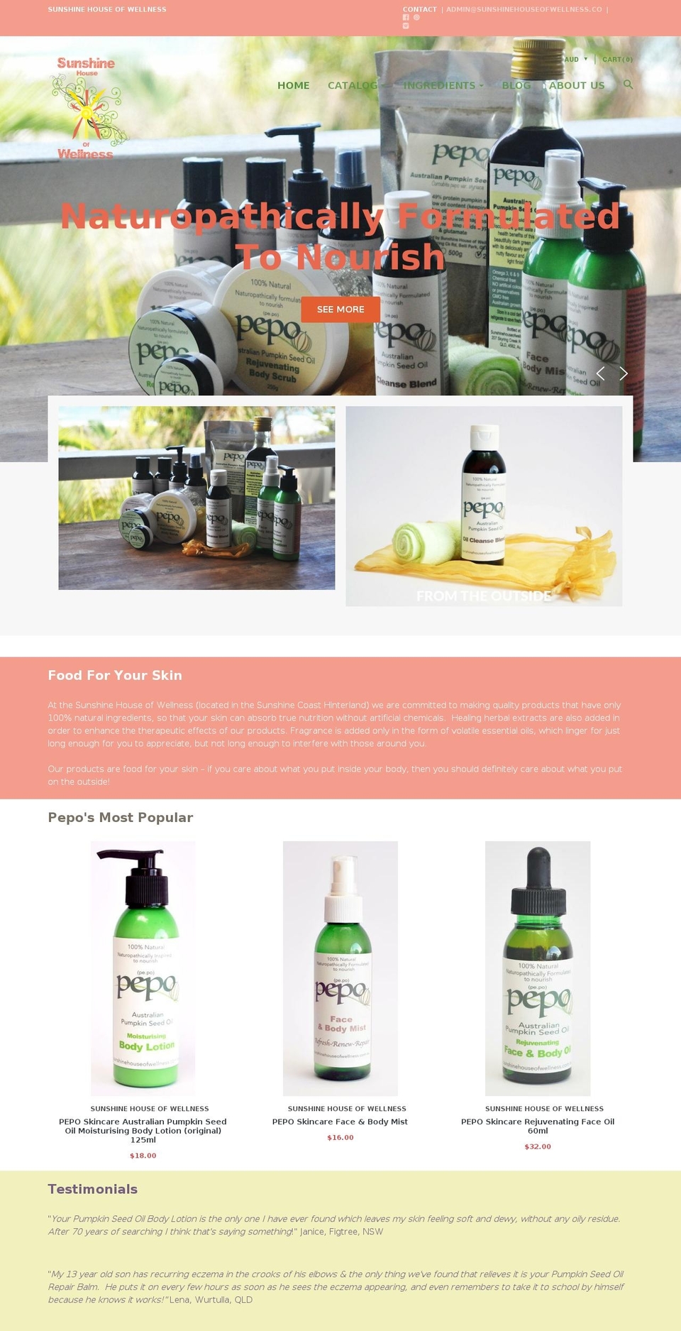 sunshinehouseofwellness.com.au shopify website screenshot