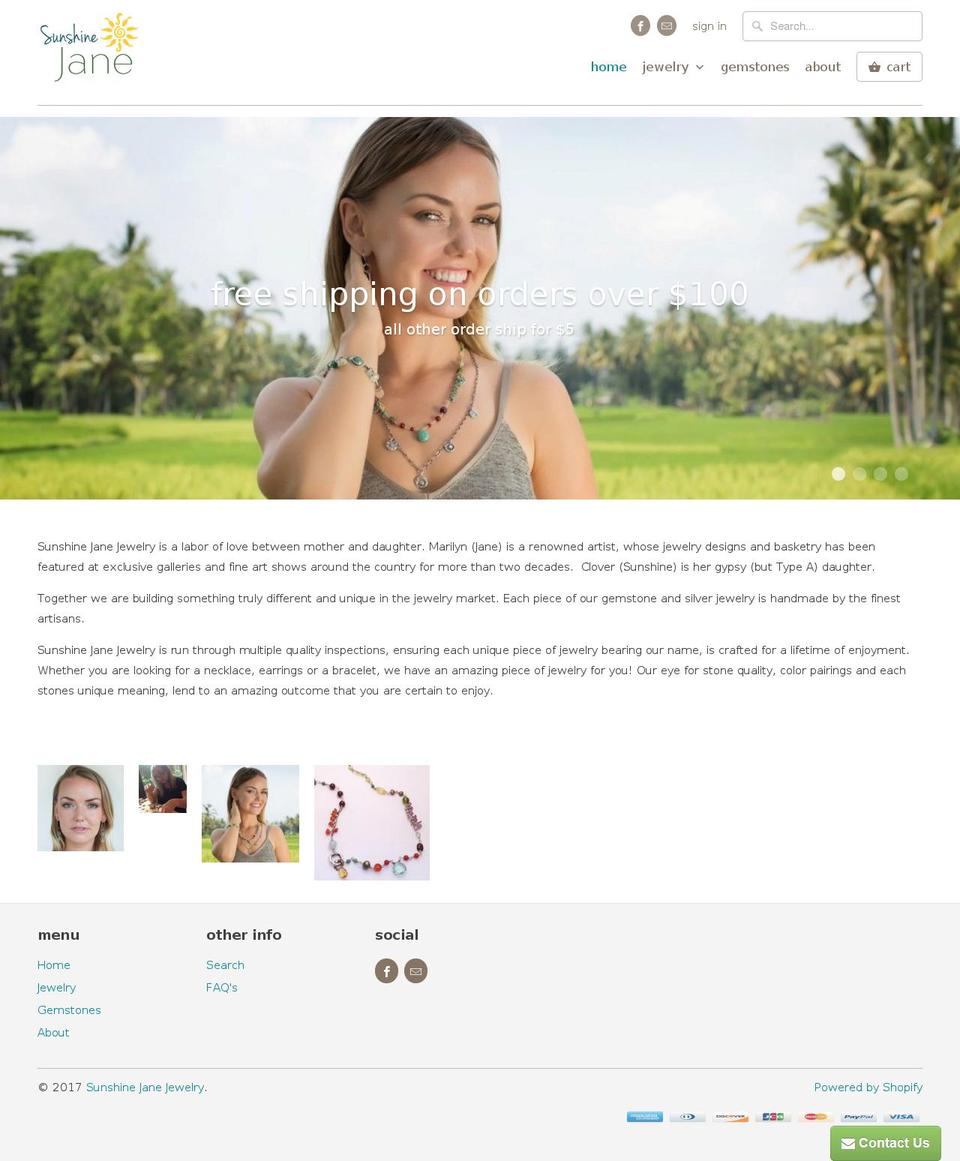 sunshinejane.com shopify website screenshot