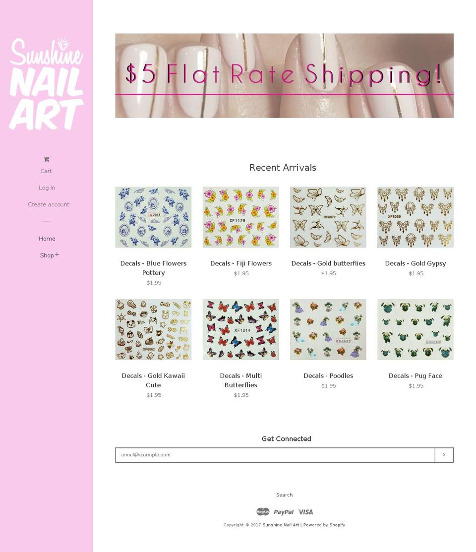 sunshinenailart.com shopify website screenshot