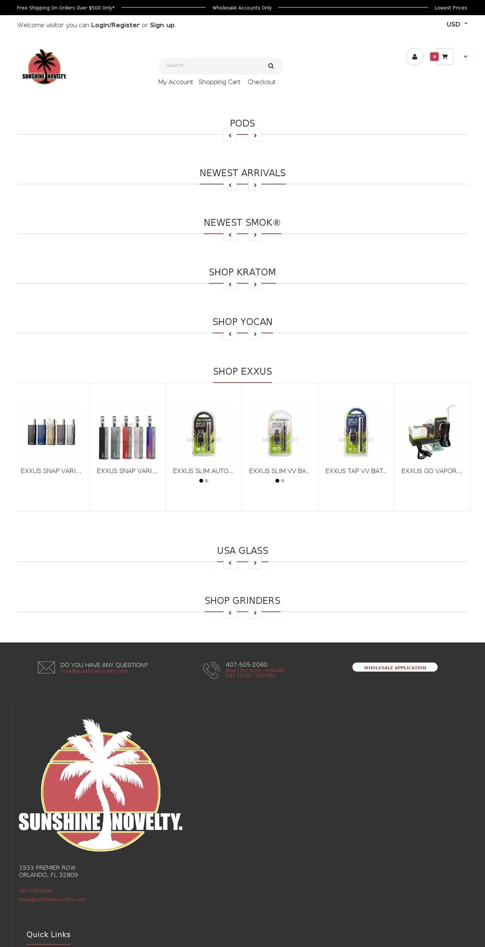 sunshinenovelty.com shopify website screenshot