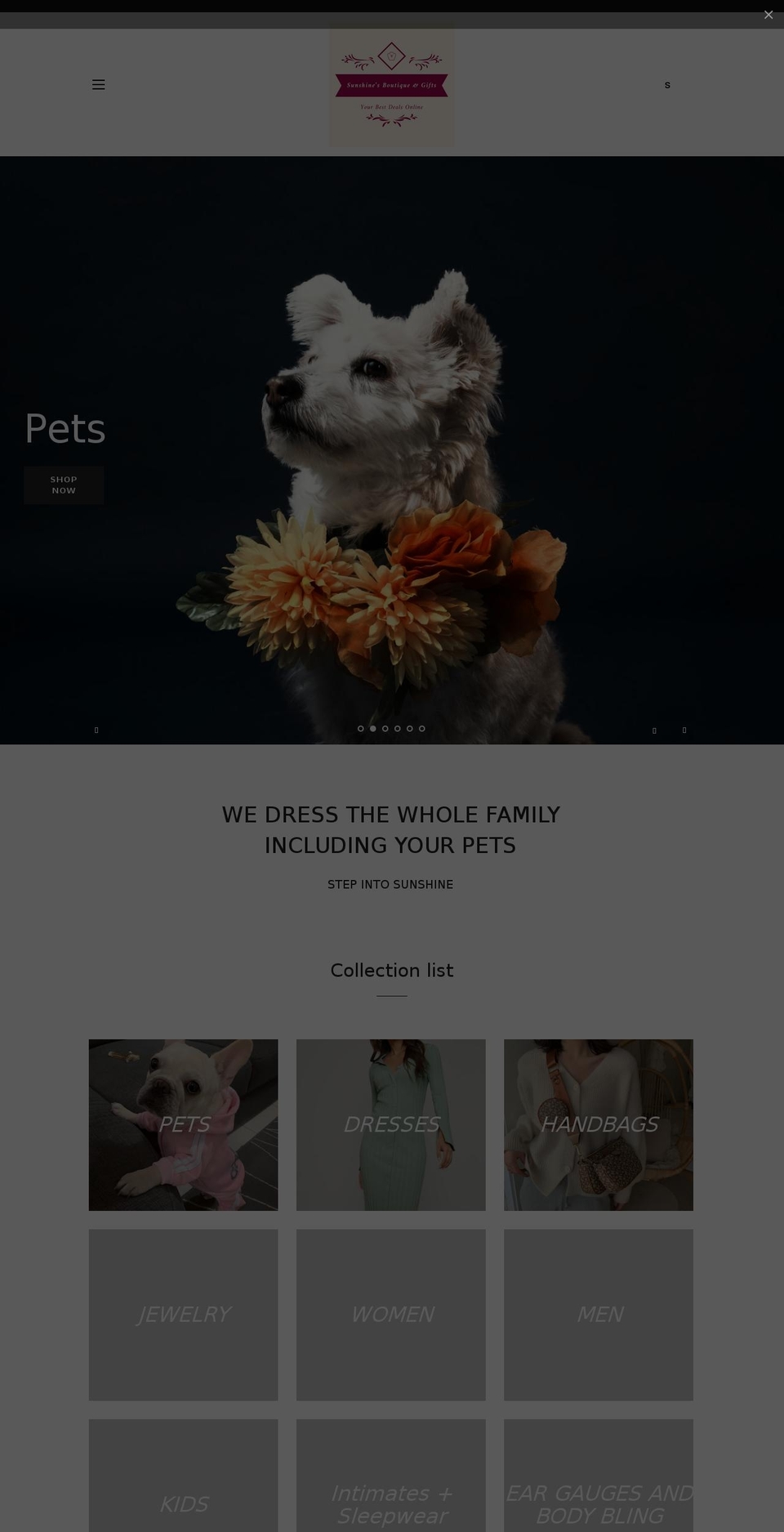 sunshinesboutiquegifts.com — Shopify storefront screenshot