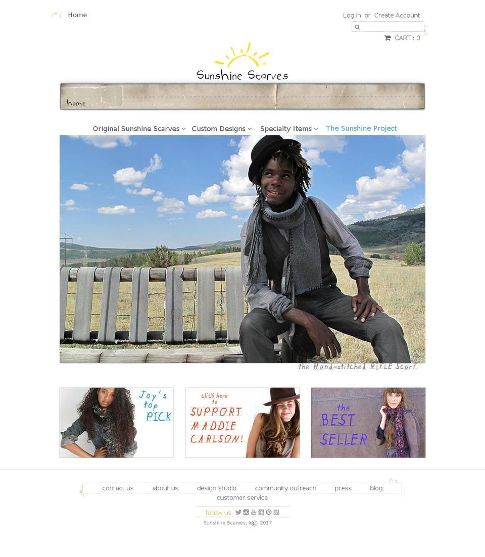 sunshinescarves.com shopify website screenshot
