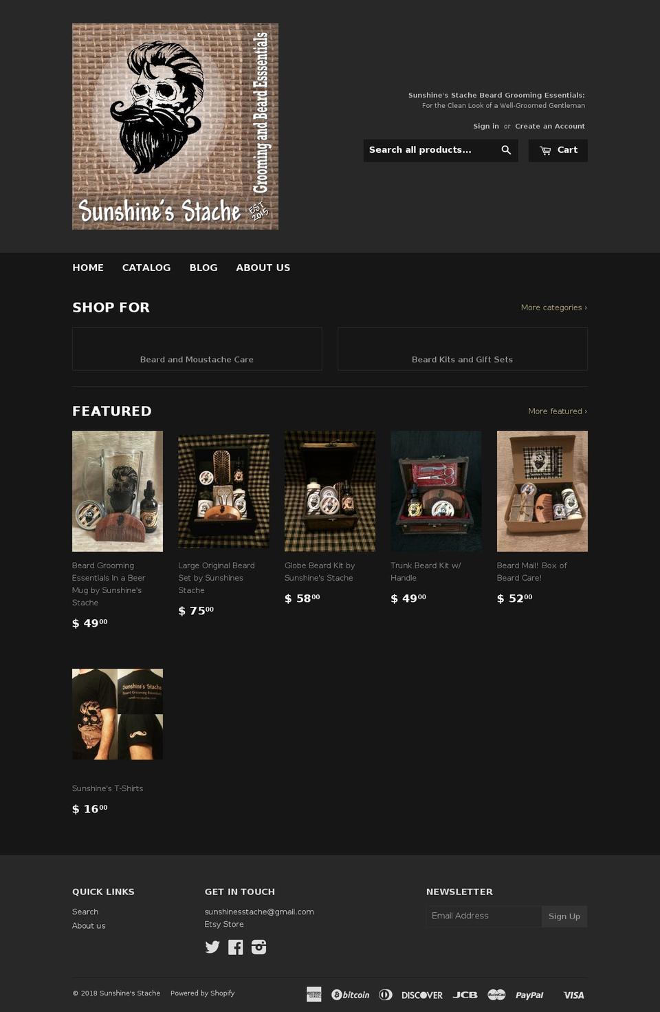 sunshinesstache.com shopify website screenshot