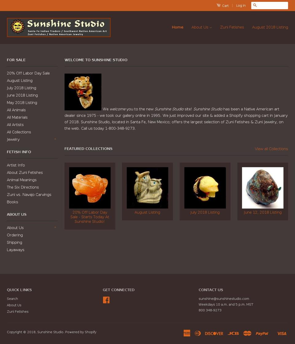 sunshinestudio.com — Shopify storefront screenshot